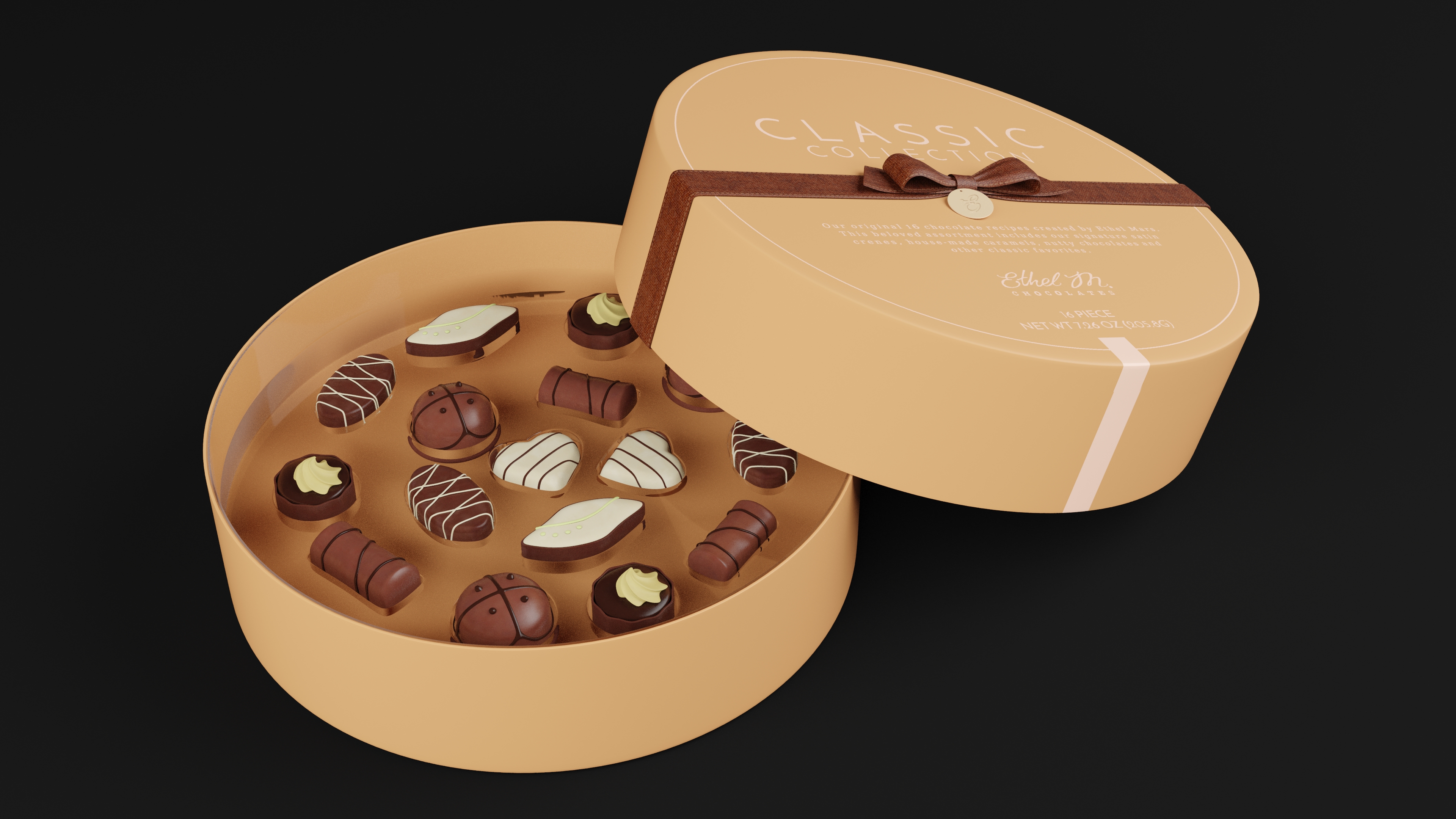 Premium Ethel M Chocolate Box Open 3D model