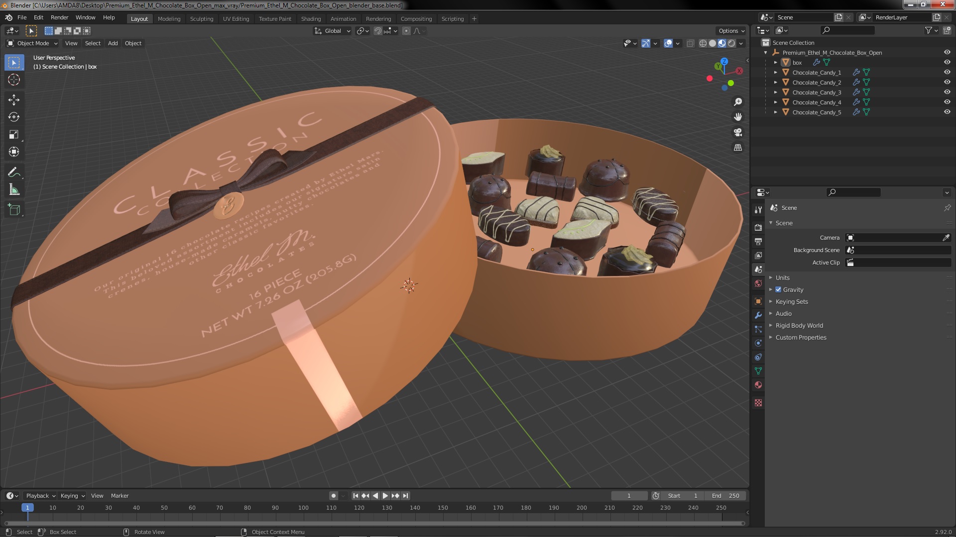 Premium Ethel M Chocolate Box Open 3D model