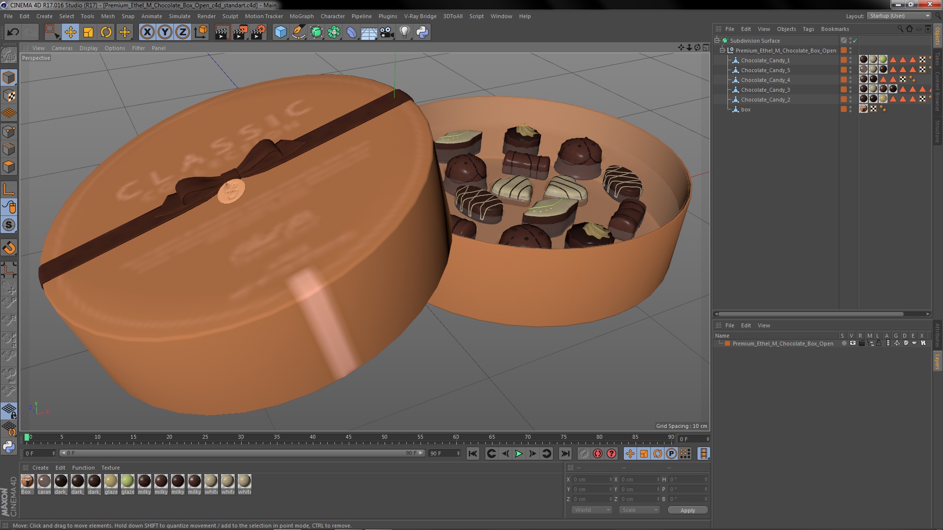 Premium Ethel M Chocolate Box Open 3D model