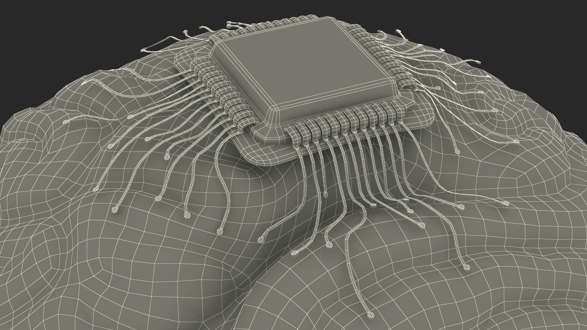 3D Human Brain With Implanted Microchip
