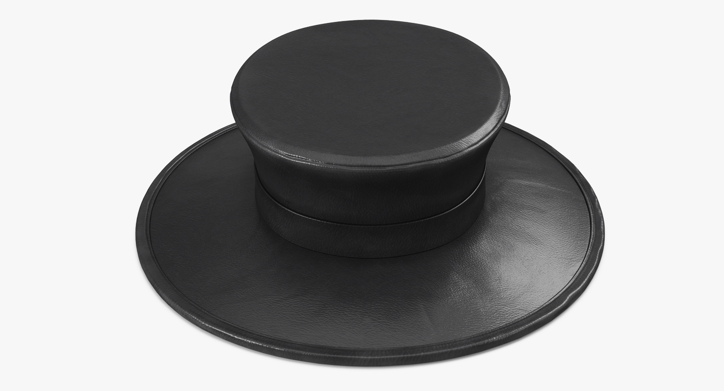 3D Black Leather Top Hat