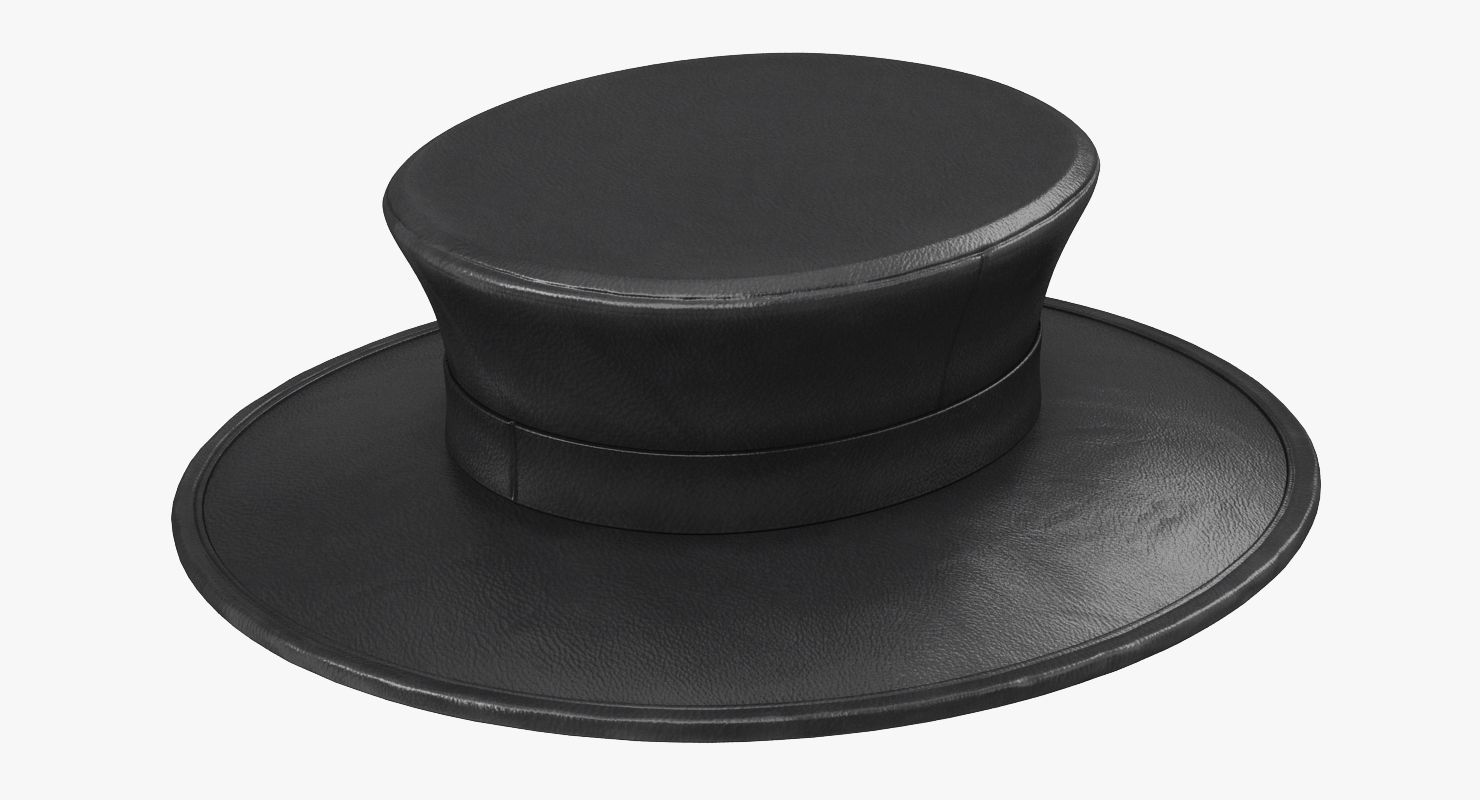 3D Black Leather Top Hat