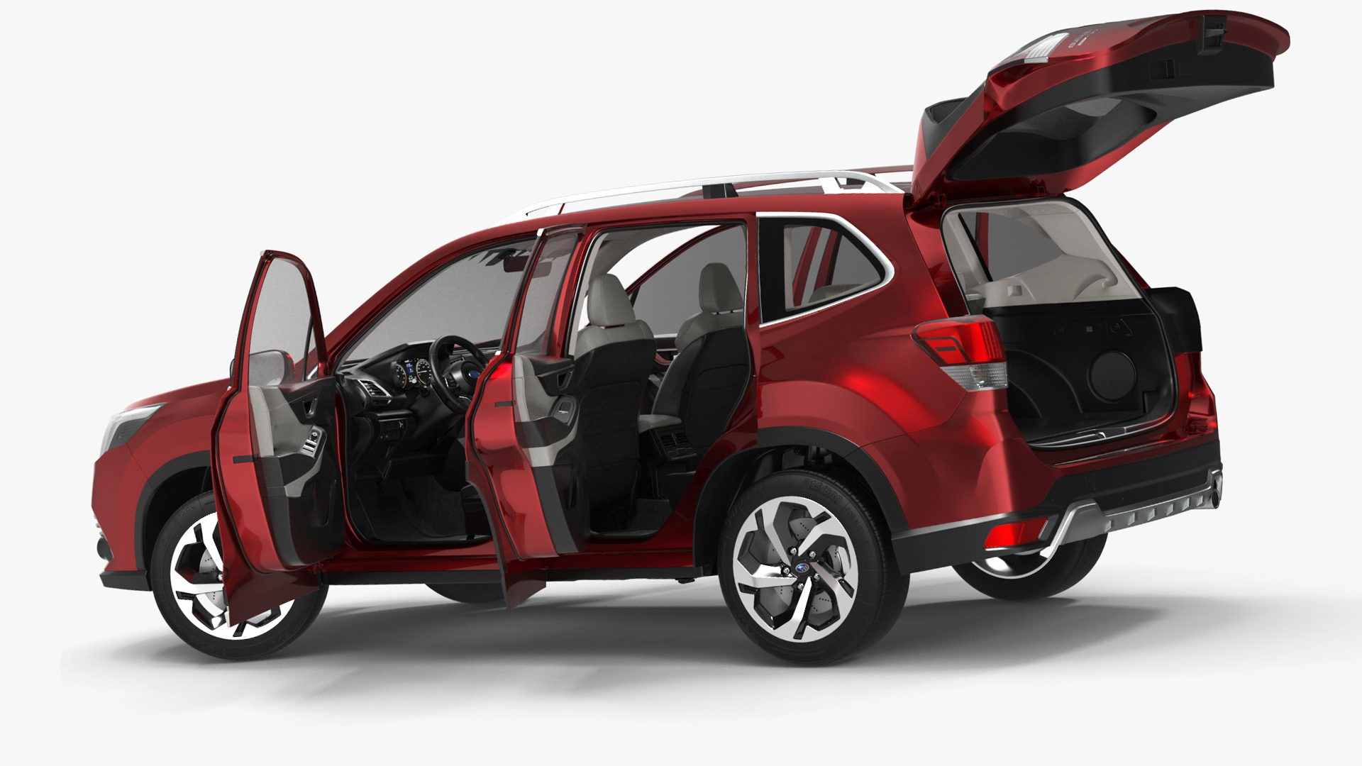 3D model Subaru Forester 2022 Red Rigged for Maya