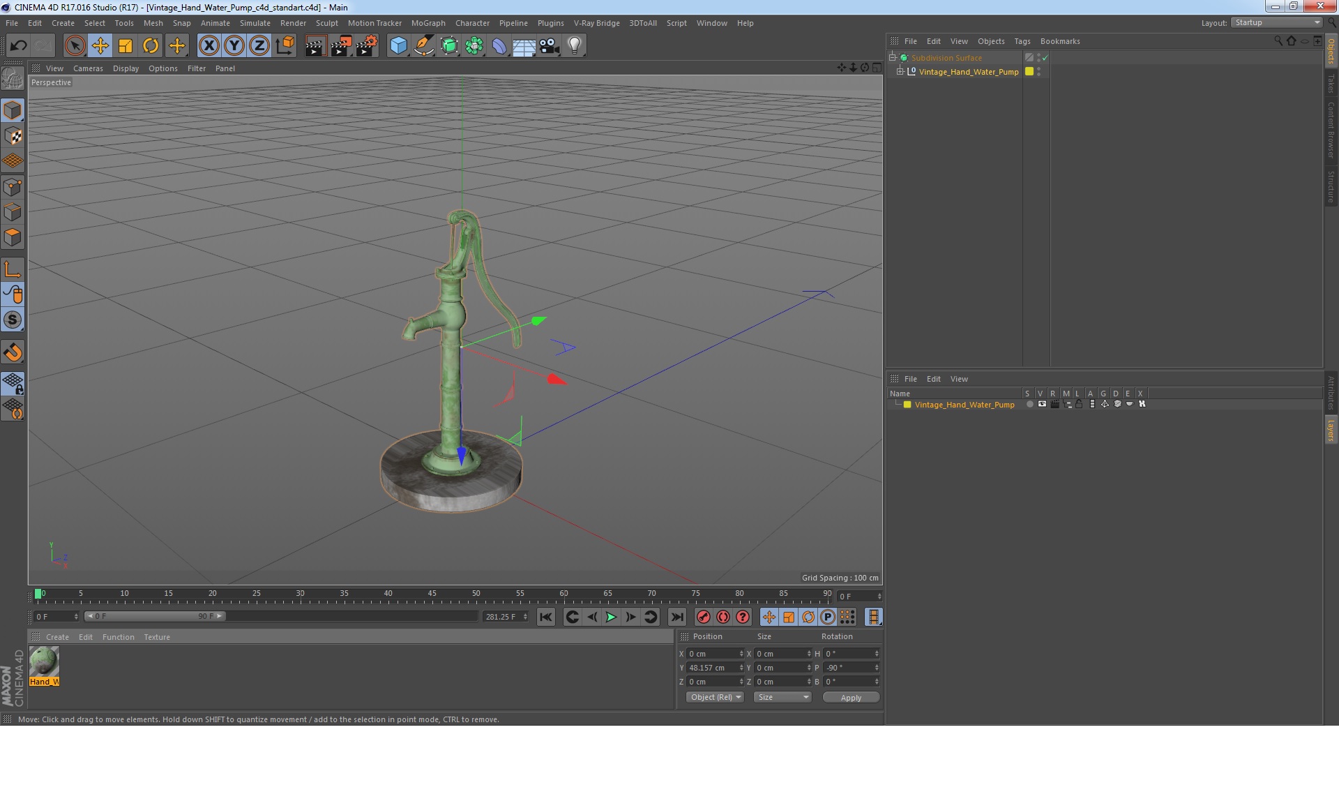 3D Vintage Hand Water Pump model