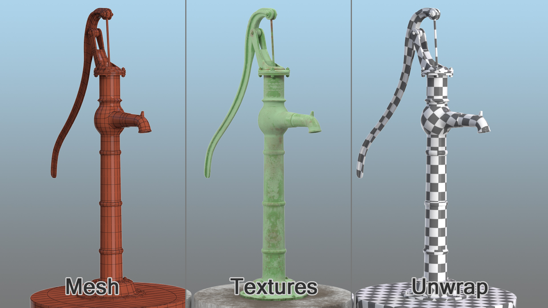 3D Vintage Hand Water Pump model