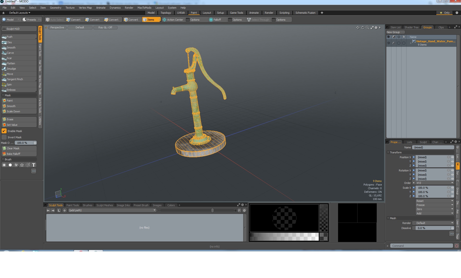 3D Vintage Hand Water Pump model