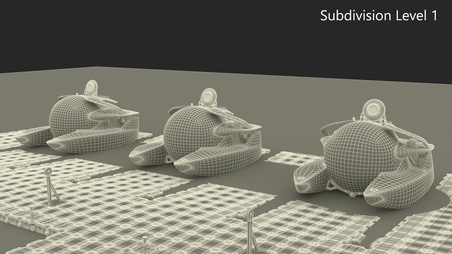 Aston Martin Submarine Floating Pontoon Cubes Rigged 3D