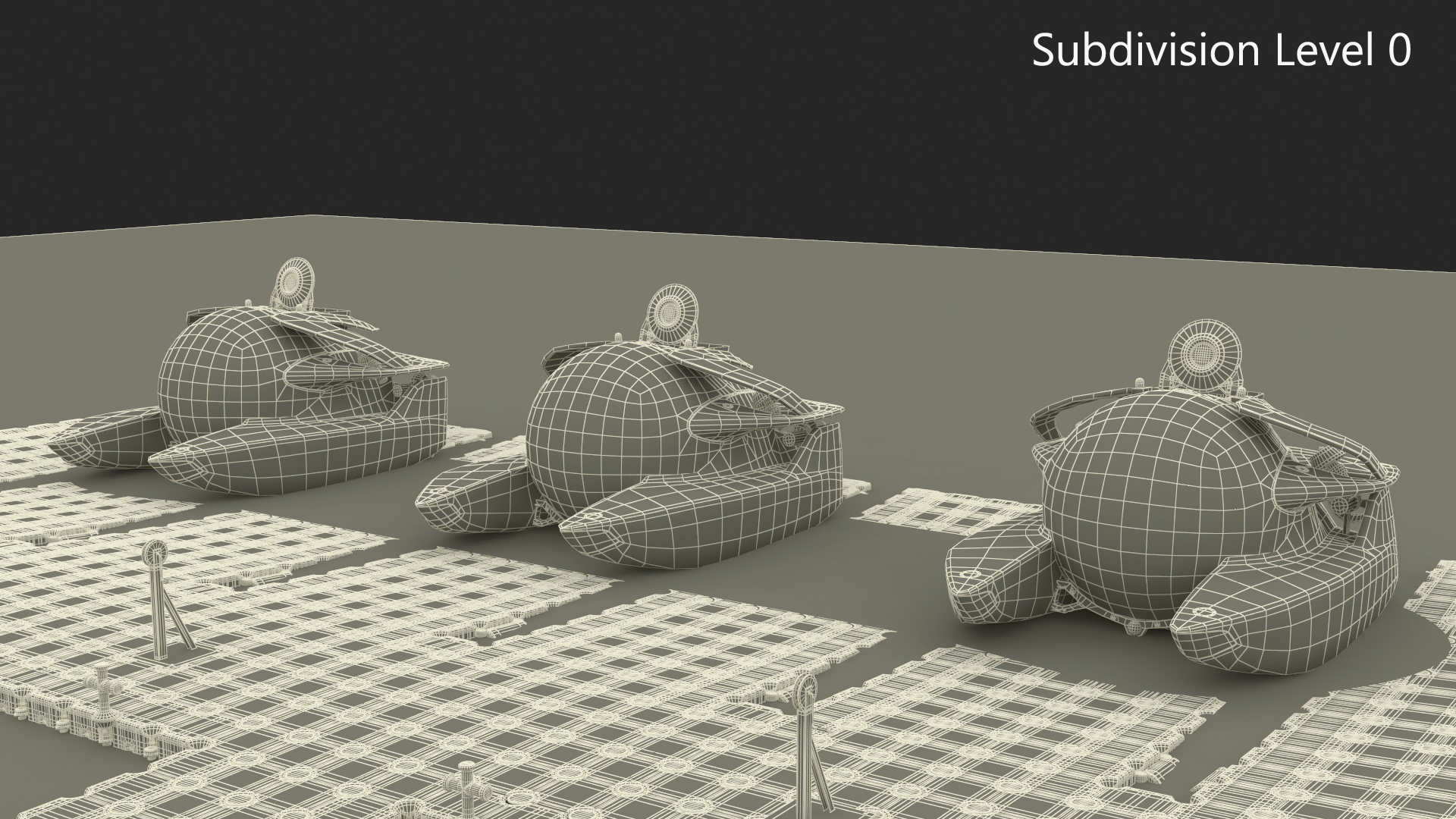 Aston Martin Submarine Floating Pontoon Cubes Rigged 3D
