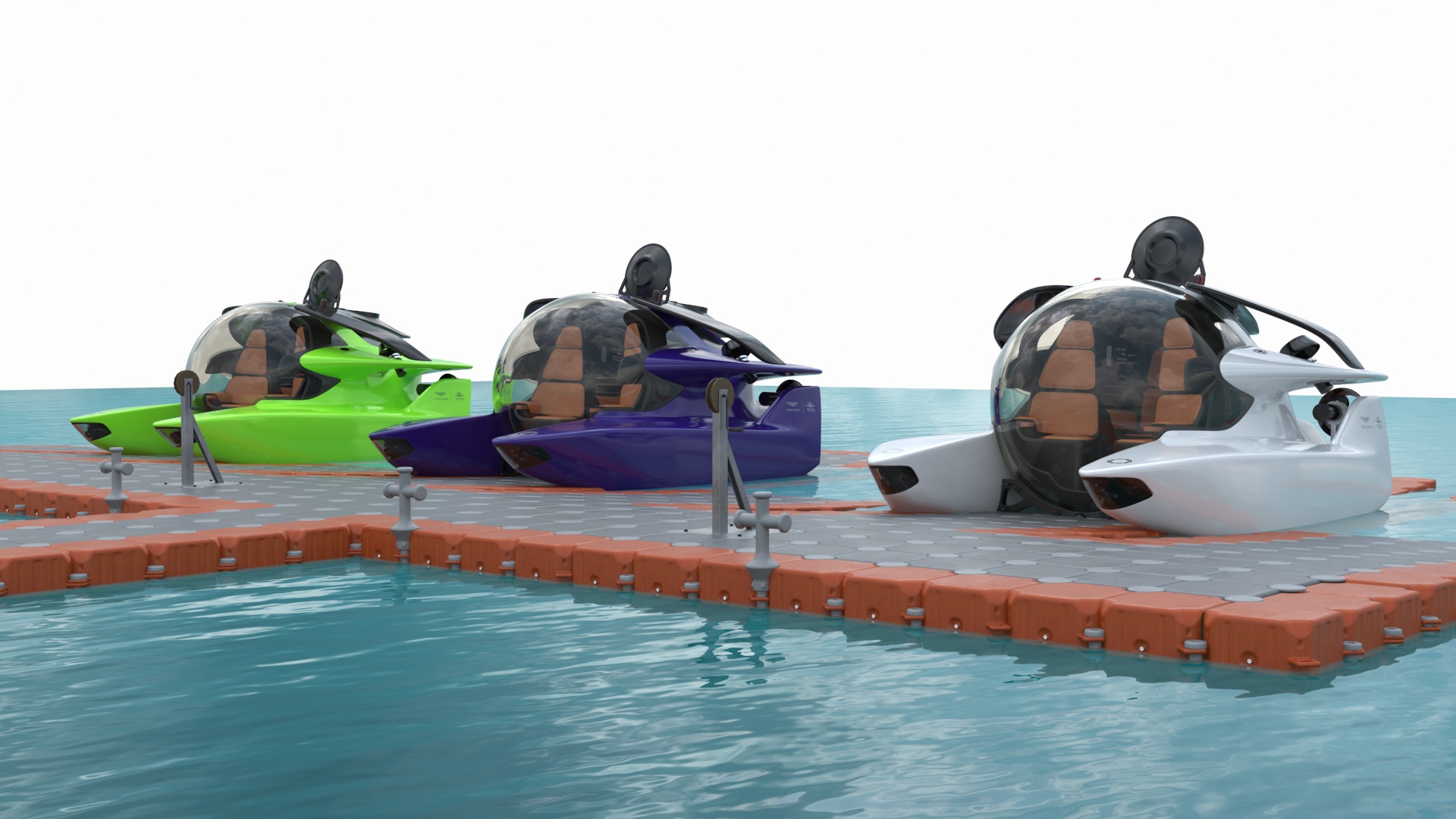 Aston Martin Submarine Floating Pontoon Cubes Rigged 3D