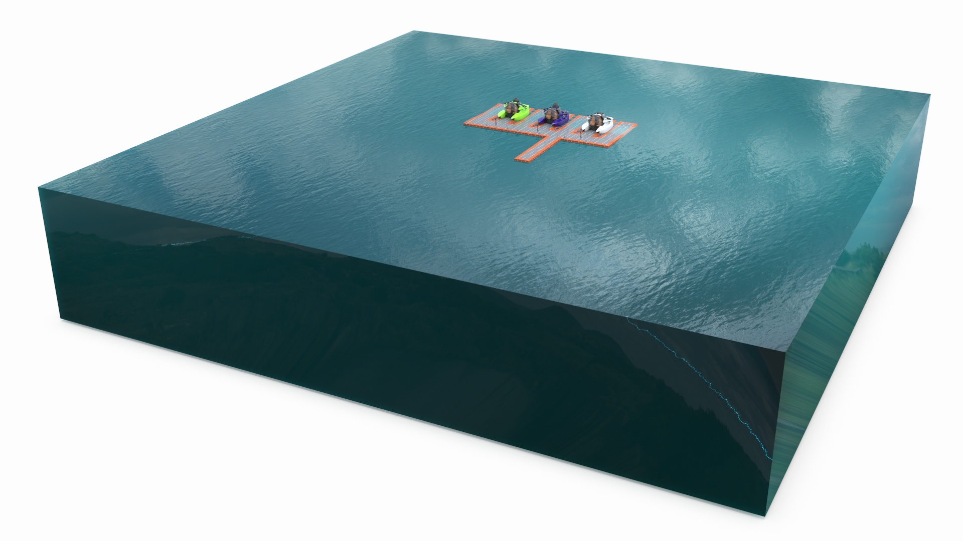 Aston Martin Submarine Floating Pontoon Cubes Rigged 3D