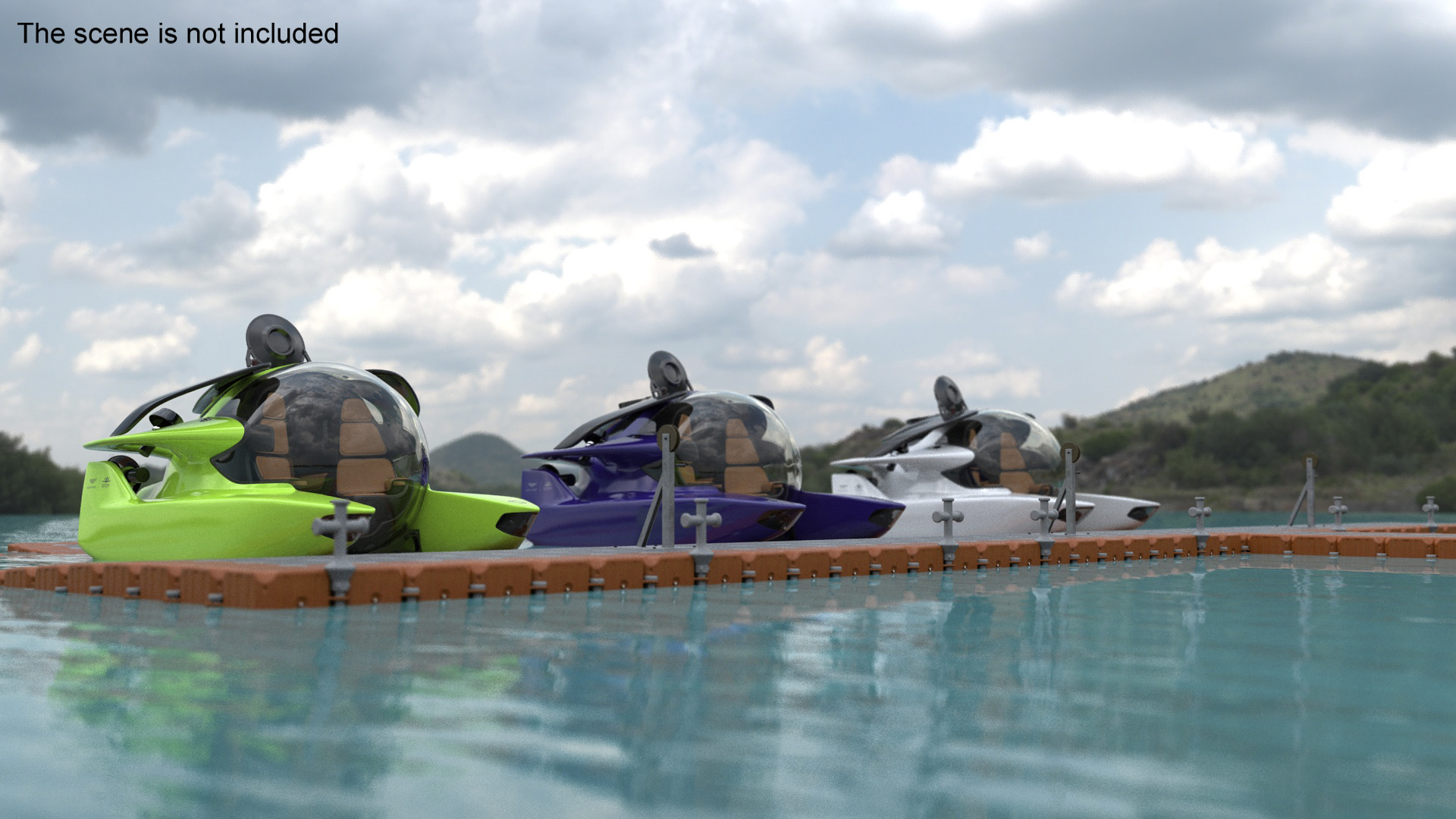 Aston Martin Submarine Floating Pontoon Cubes Rigged 3D