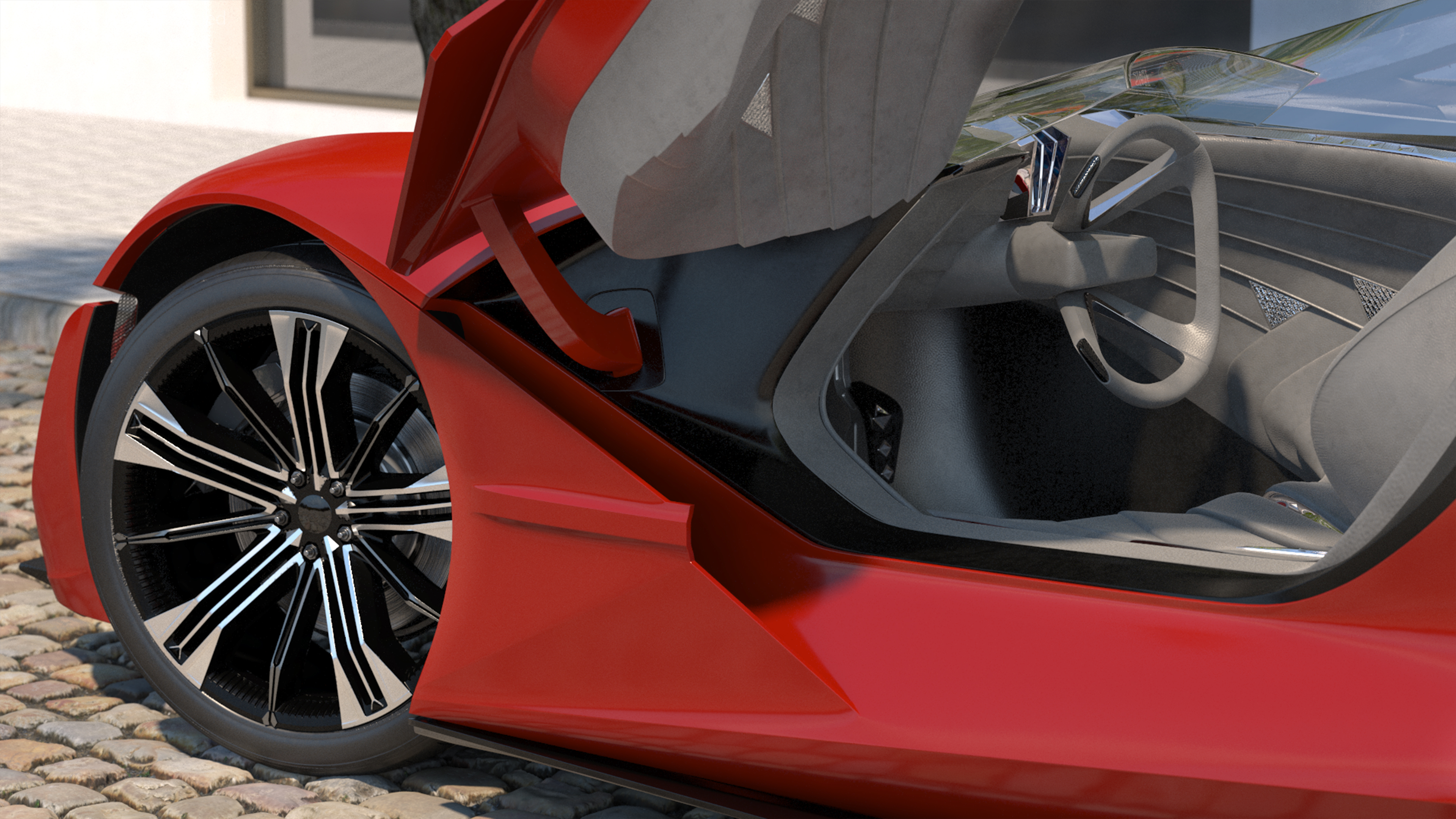 3D model Asymmetric Car Rigged for Maya