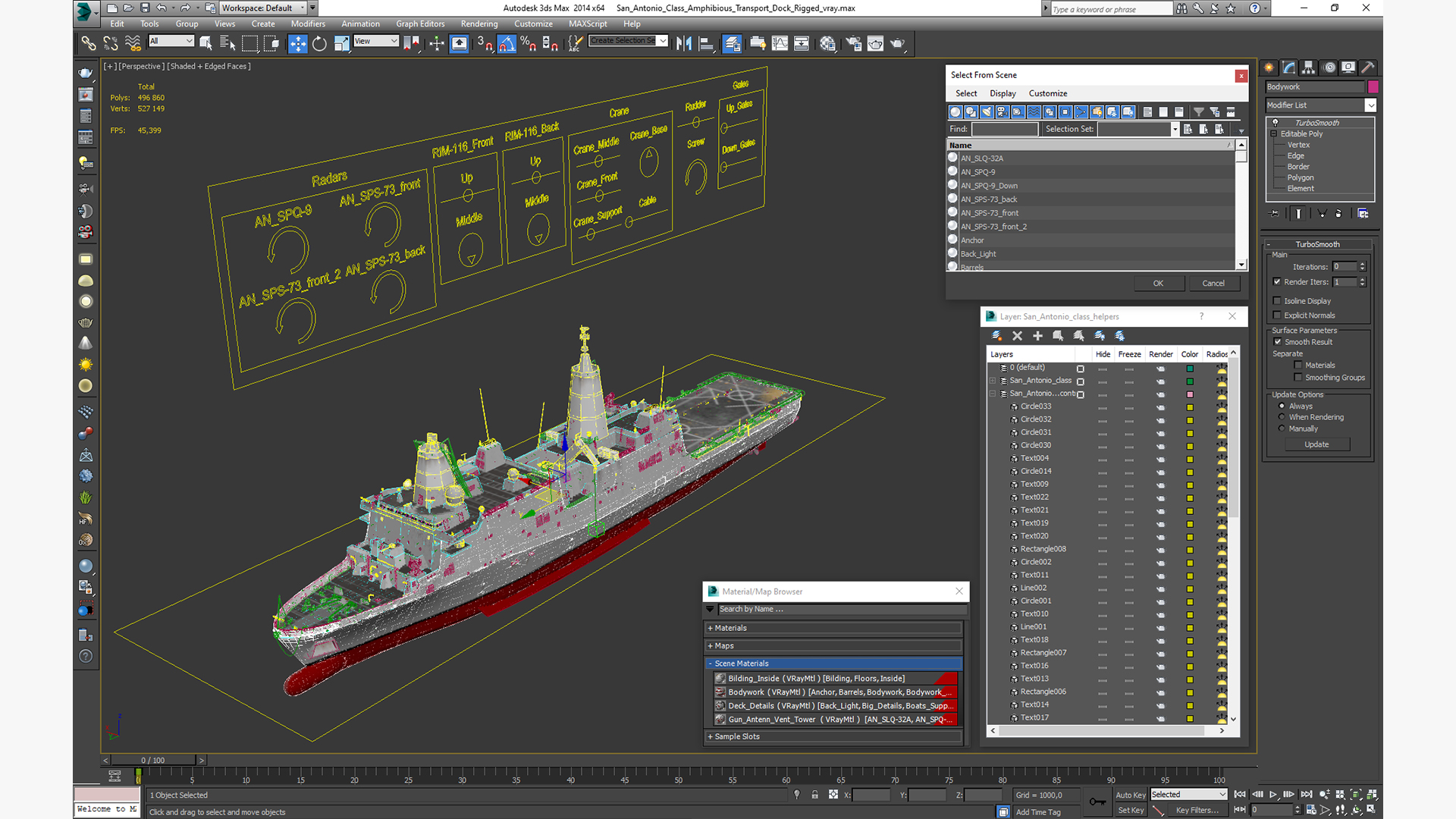 3D model San Antonio Class Amphibious Transport Dock Rigged