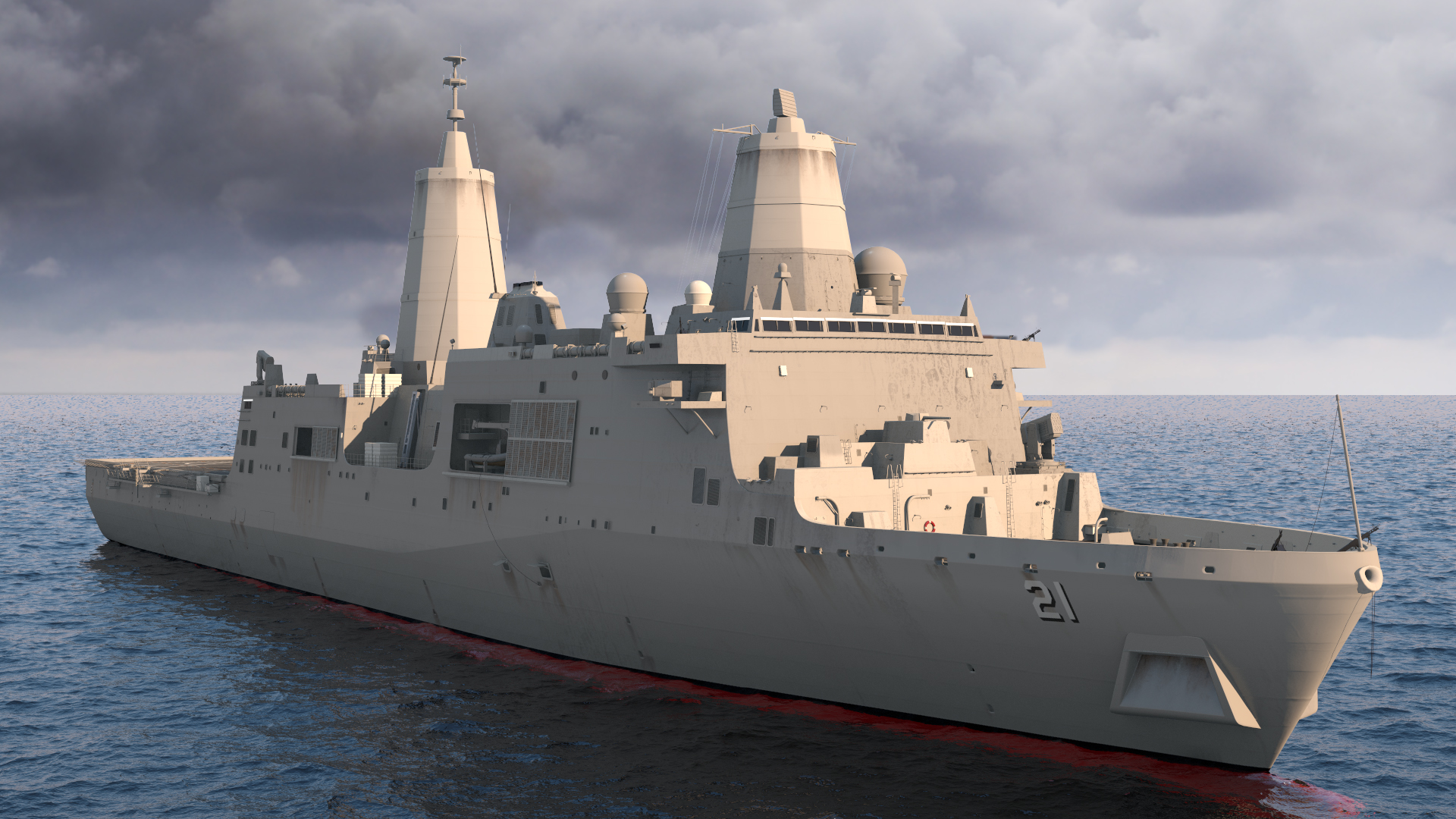 3D model San Antonio Class Amphibious Transport Dock Rigged