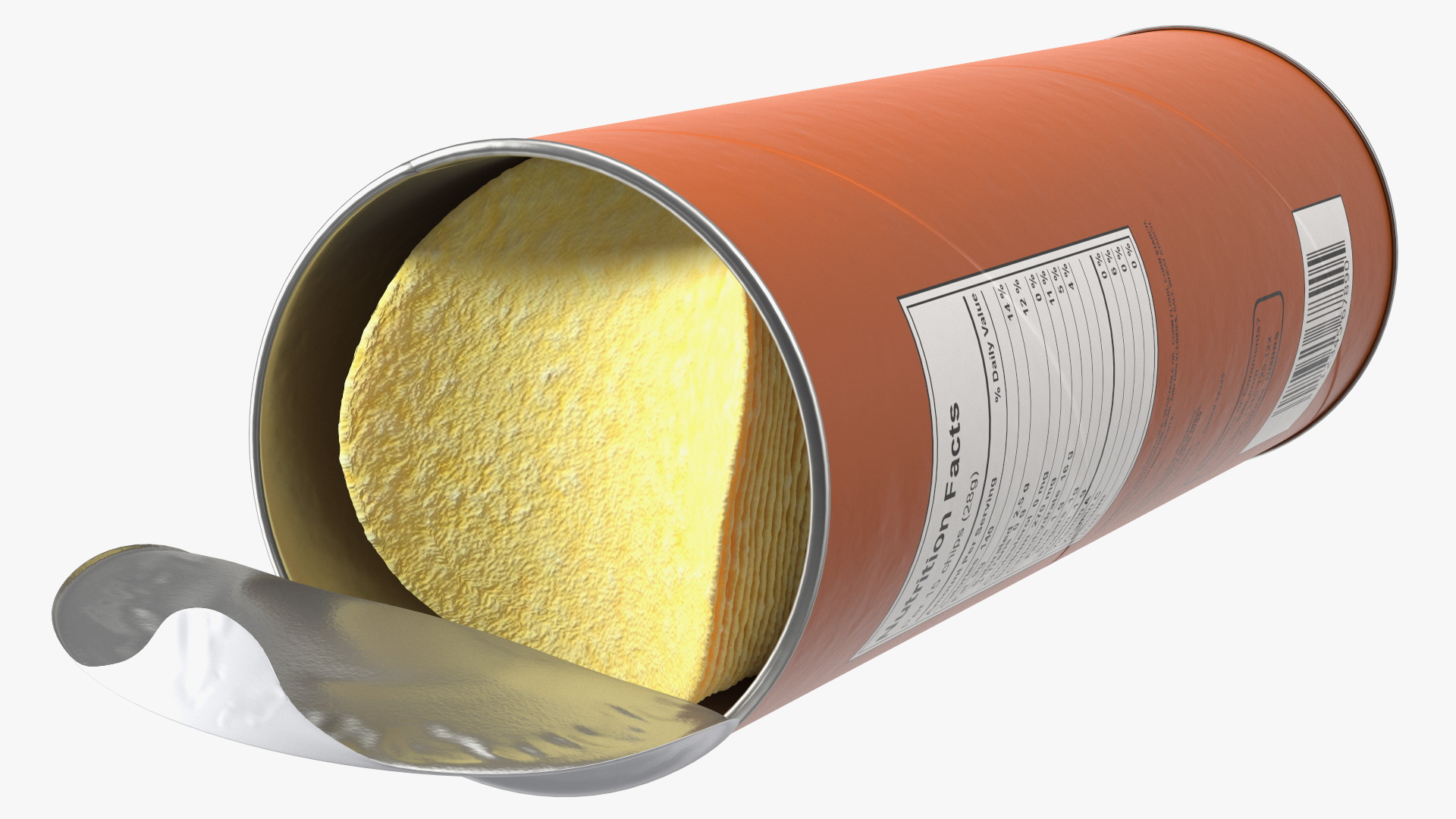 3D Open Potato Chips in Tube Package model