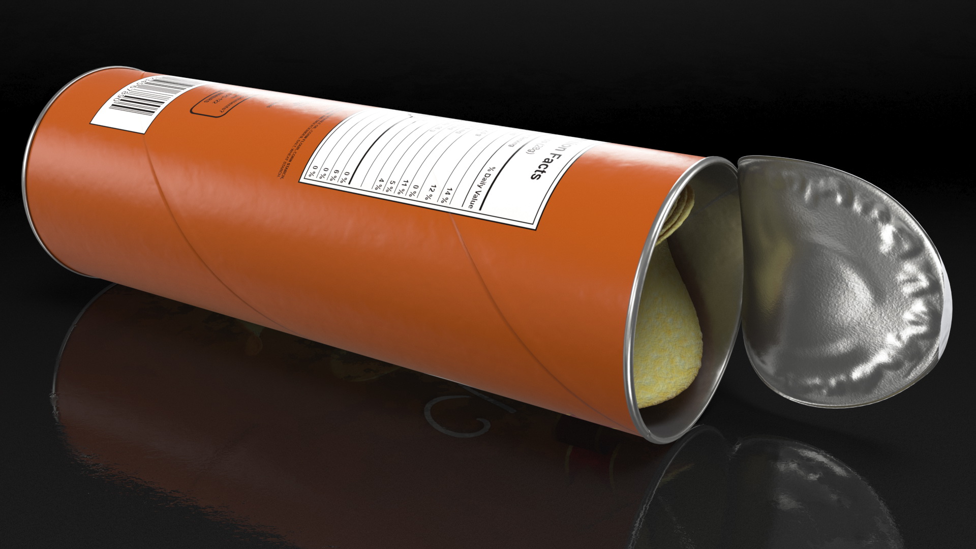 3D Open Potato Chips in Tube Package model