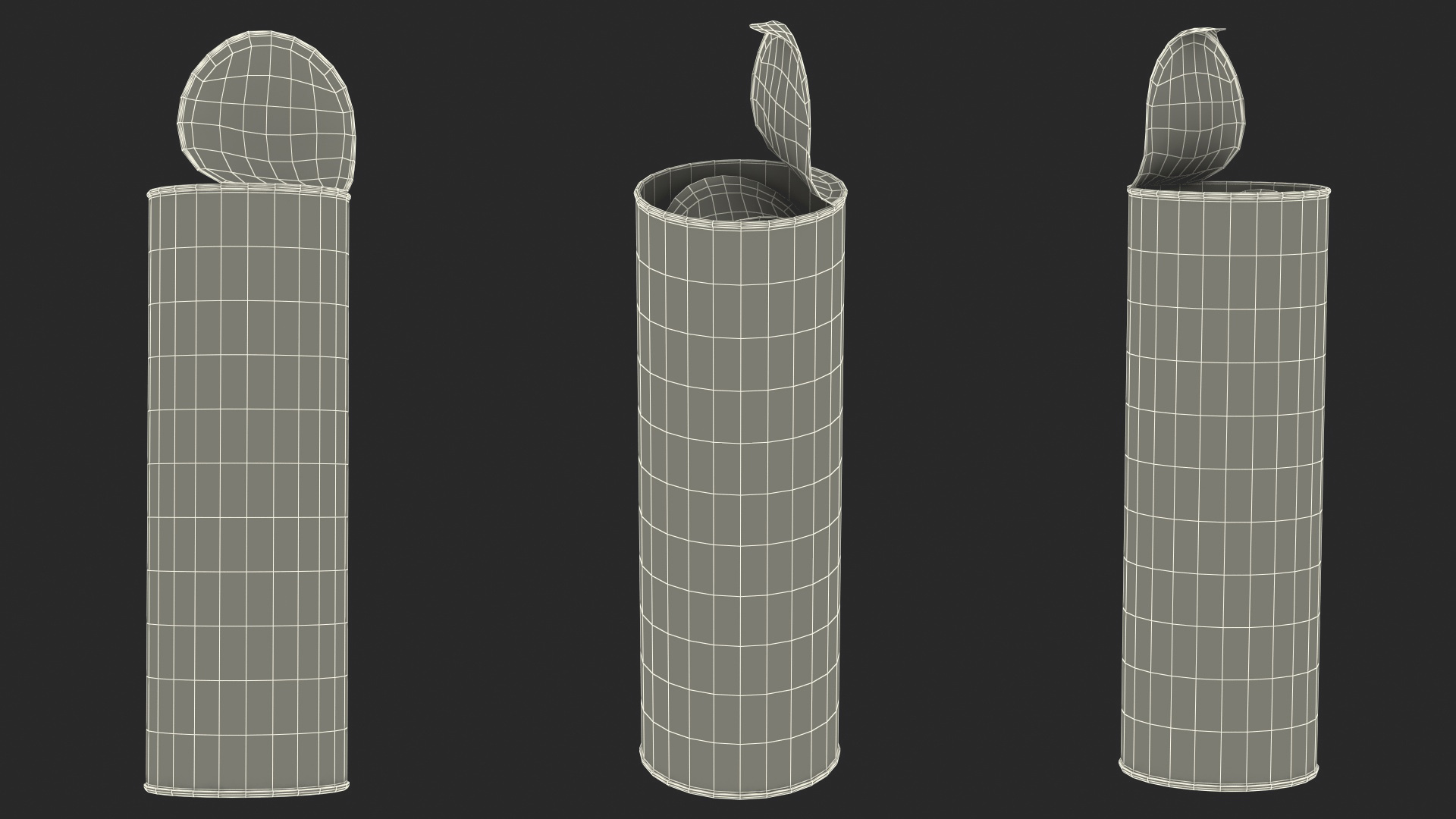 3D Open Potato Chips in Tube Package model
