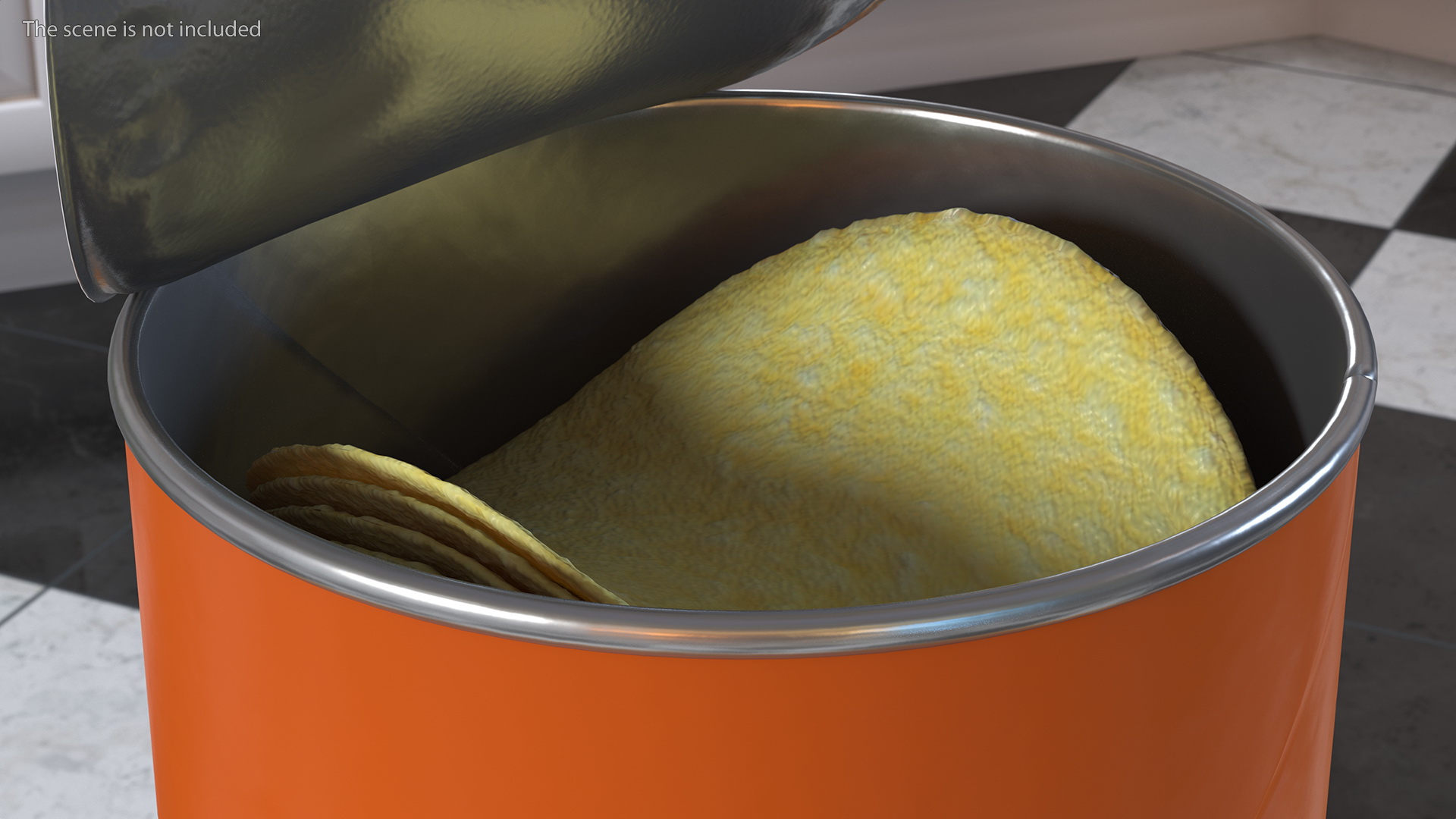 3D Open Potato Chips in Tube Package model