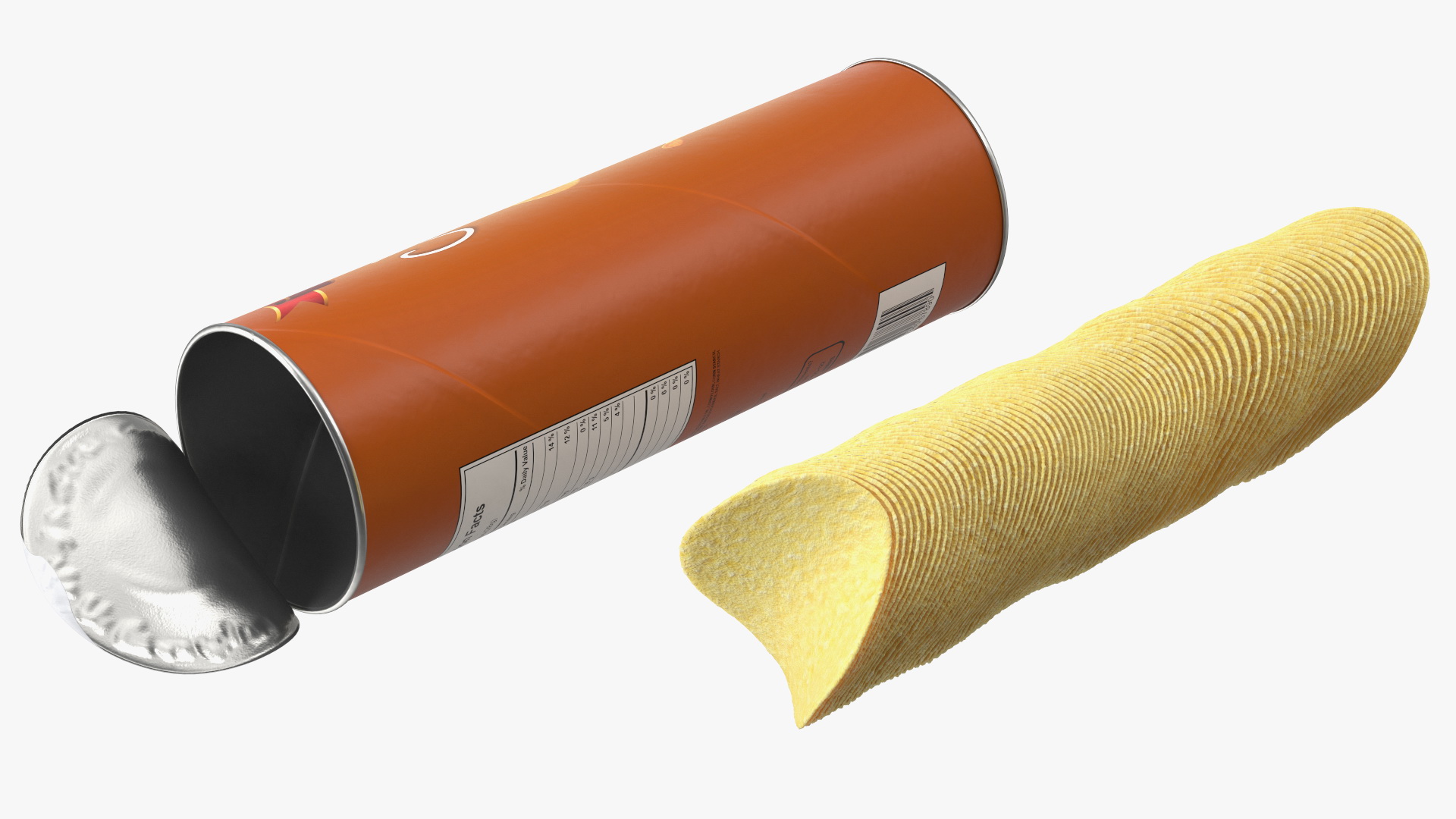 3D Open Potato Chips in Tube Package model