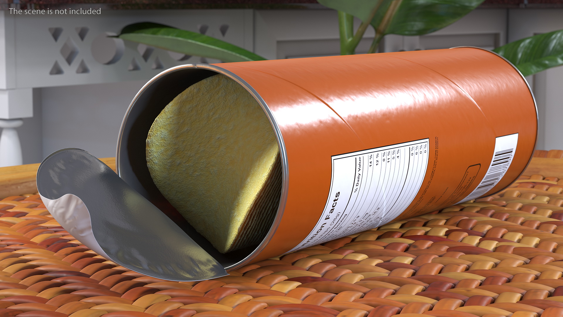3D Open Potato Chips in Tube Package model