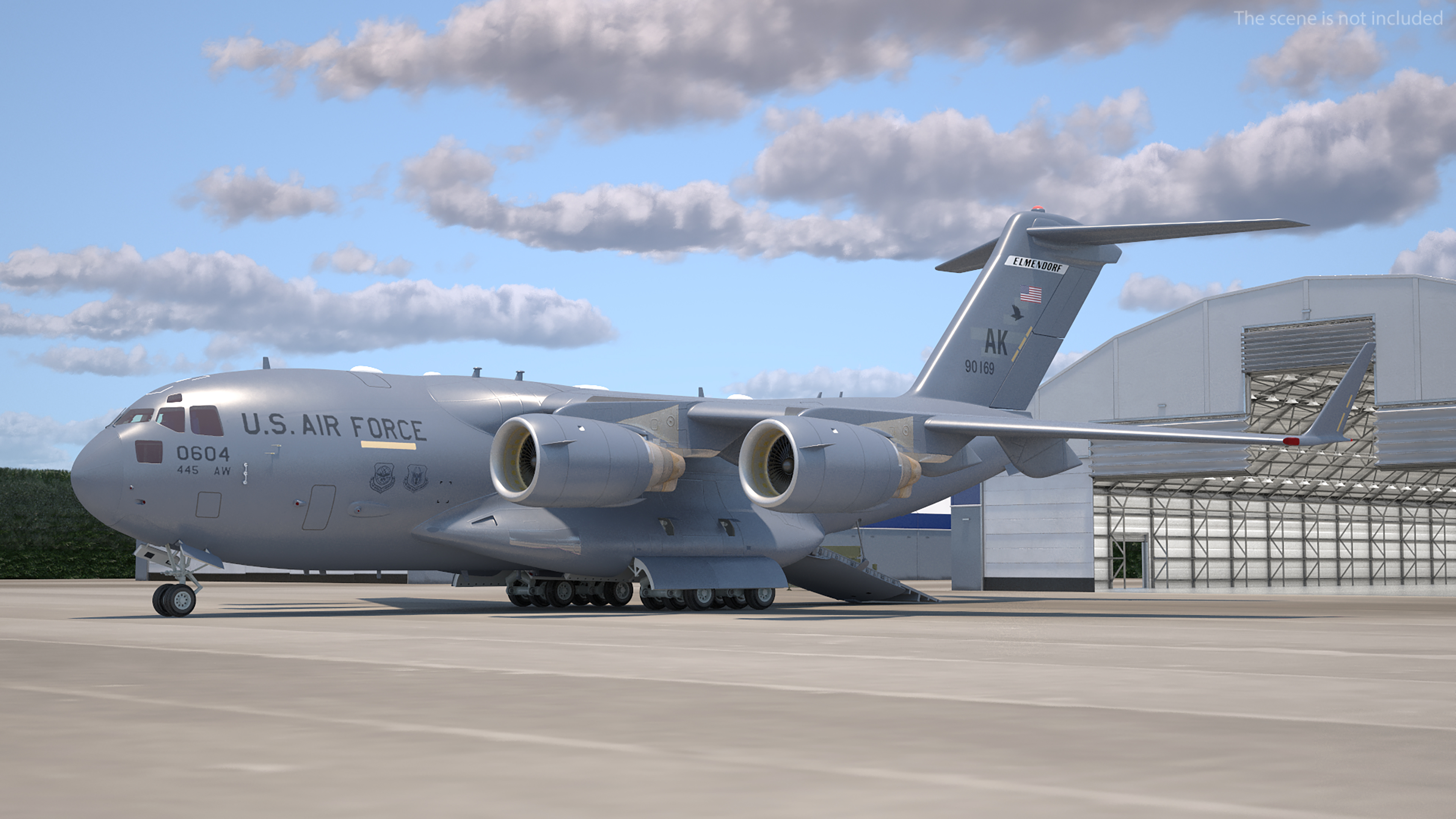 3D Boeing C17 Globemaster III Transport Aircraft with Oshkosh M ATV Loaded Rigged model