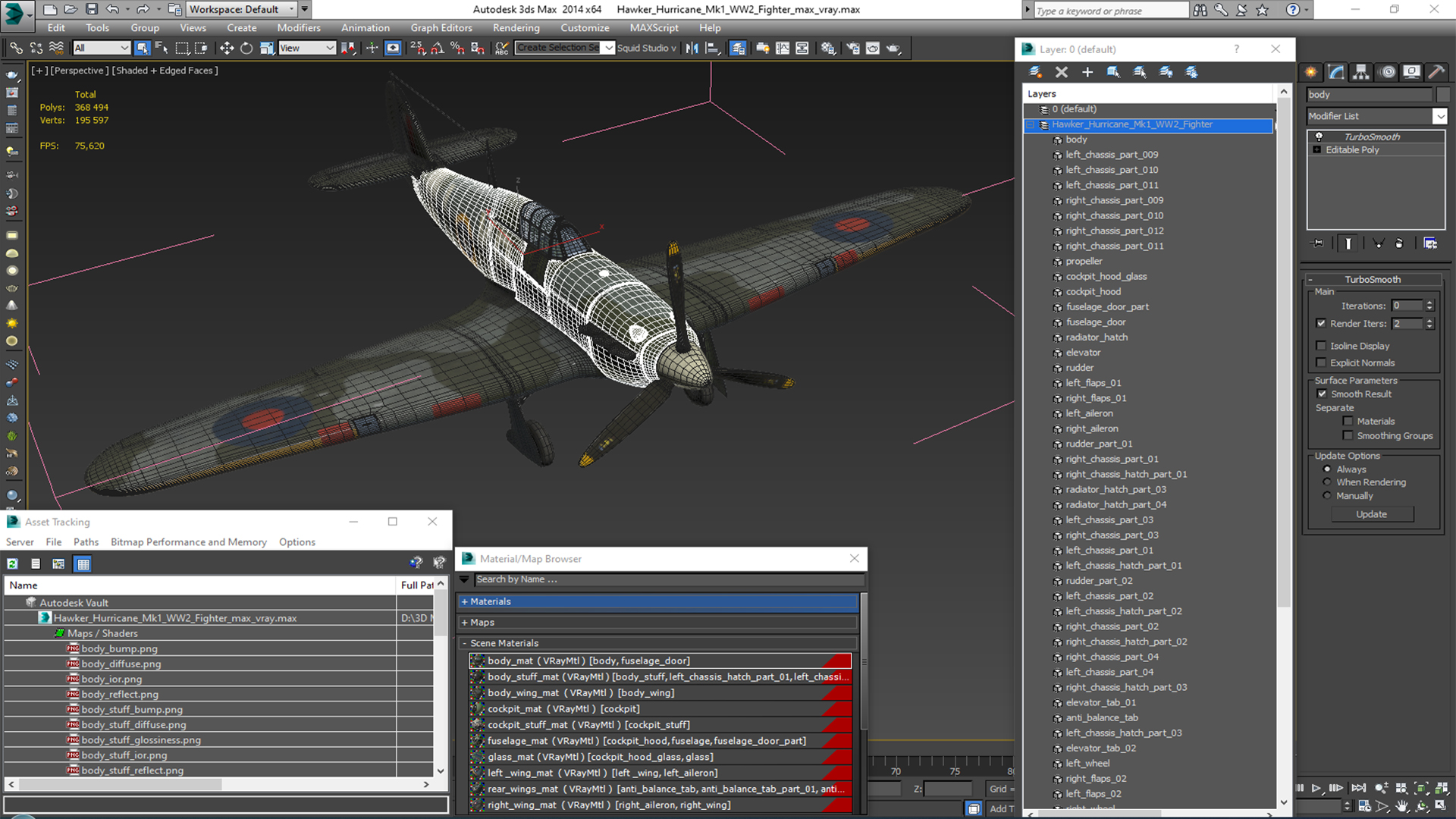 Hawker Hurricane Mk1 WW2 Fighter 3D