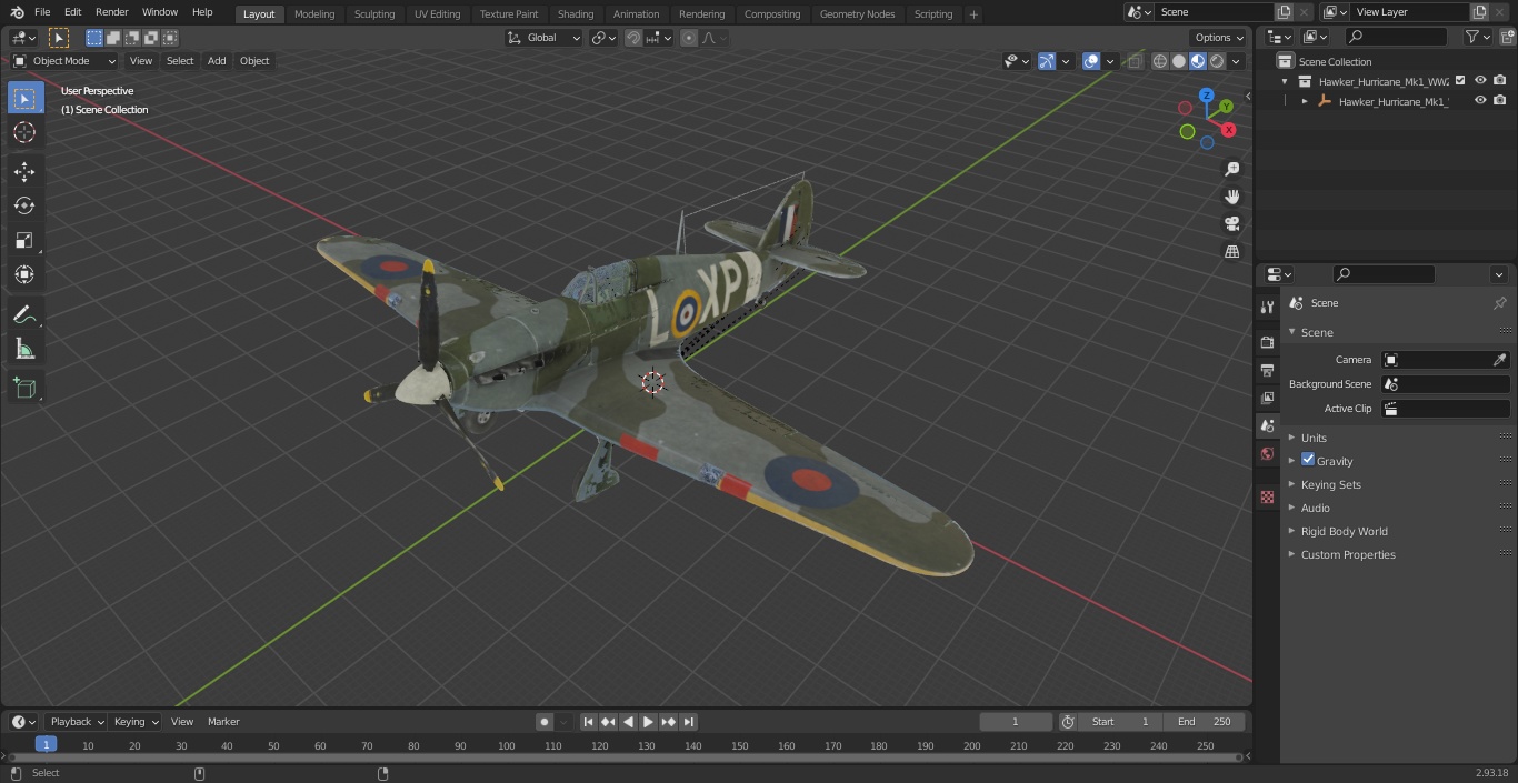 Hawker Hurricane Mk1 WW2 Fighter 3D