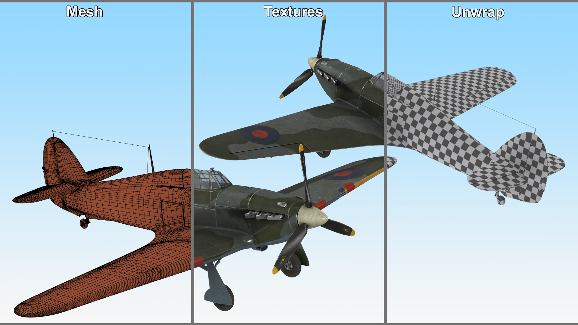 Hawker Hurricane Mk1 WW2 Fighter 3D