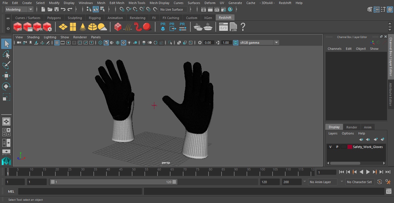 3D Safety Work Gloves model