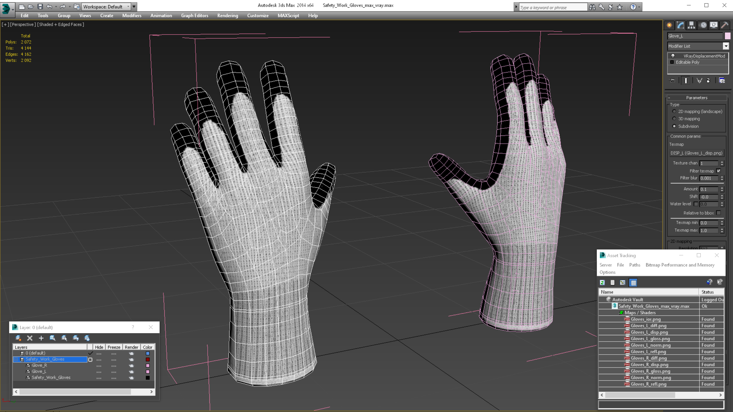 3D Safety Work Gloves model