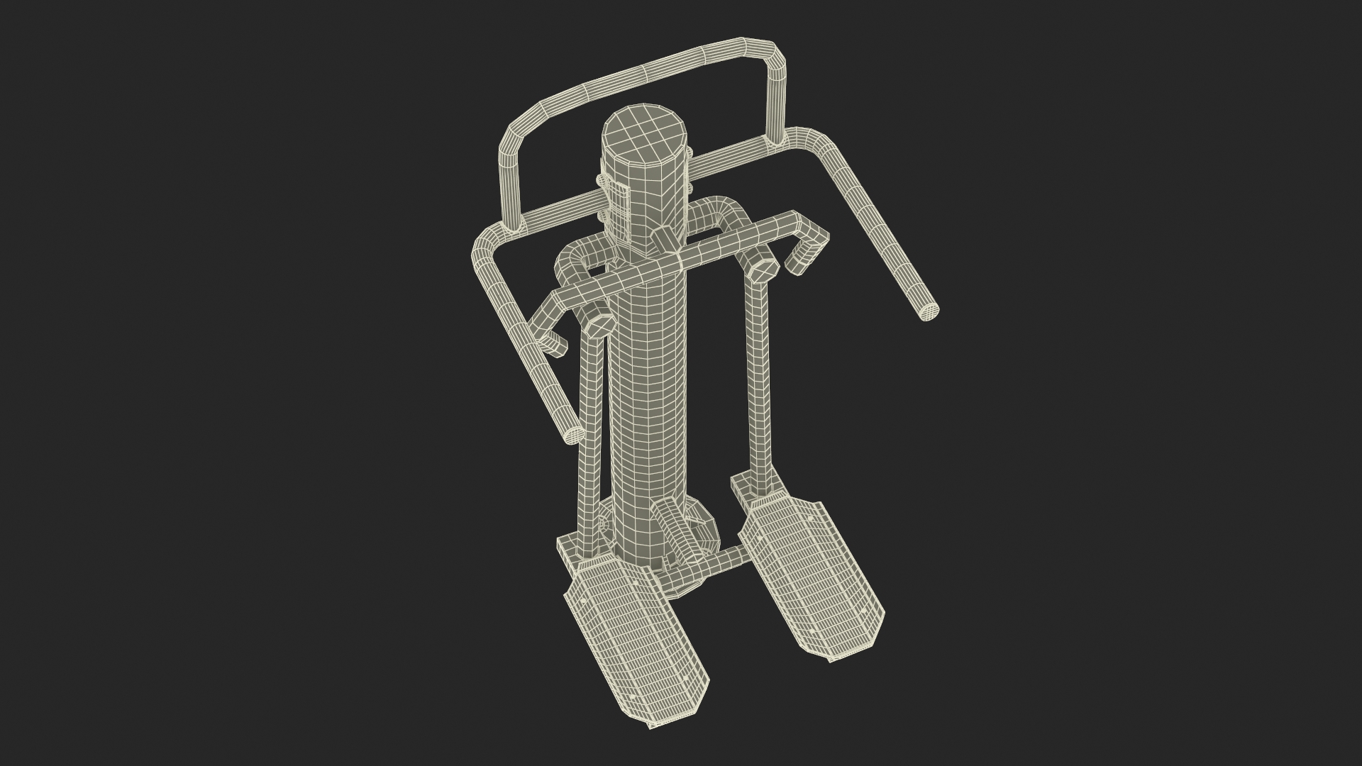 3D Single Adductor Outdoor Fitness Equipment Yellow model