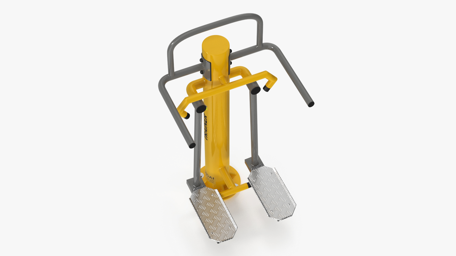 3D Single Adductor Outdoor Fitness Equipment Yellow model