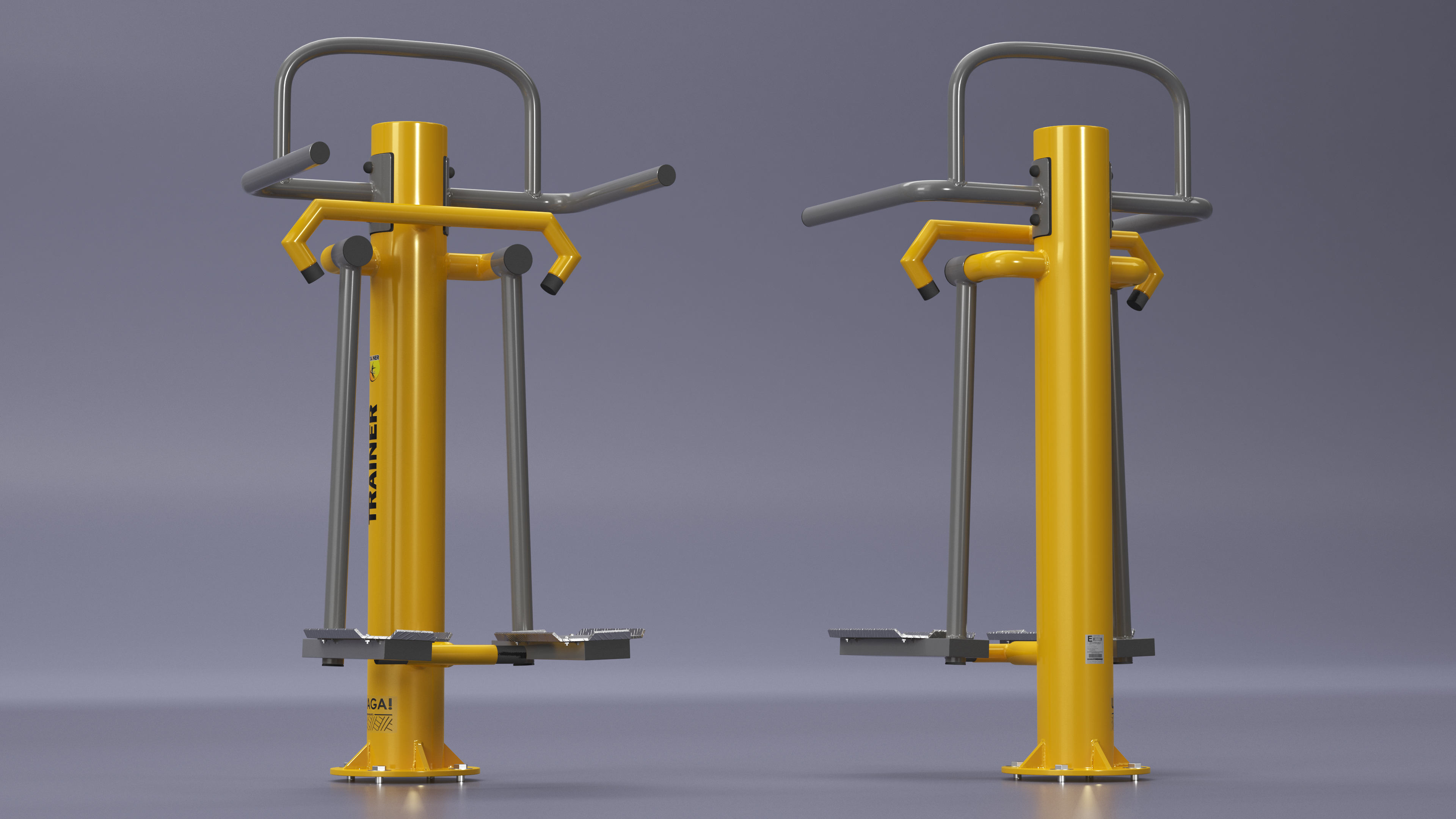 3D Single Adductor Outdoor Fitness Equipment Yellow model