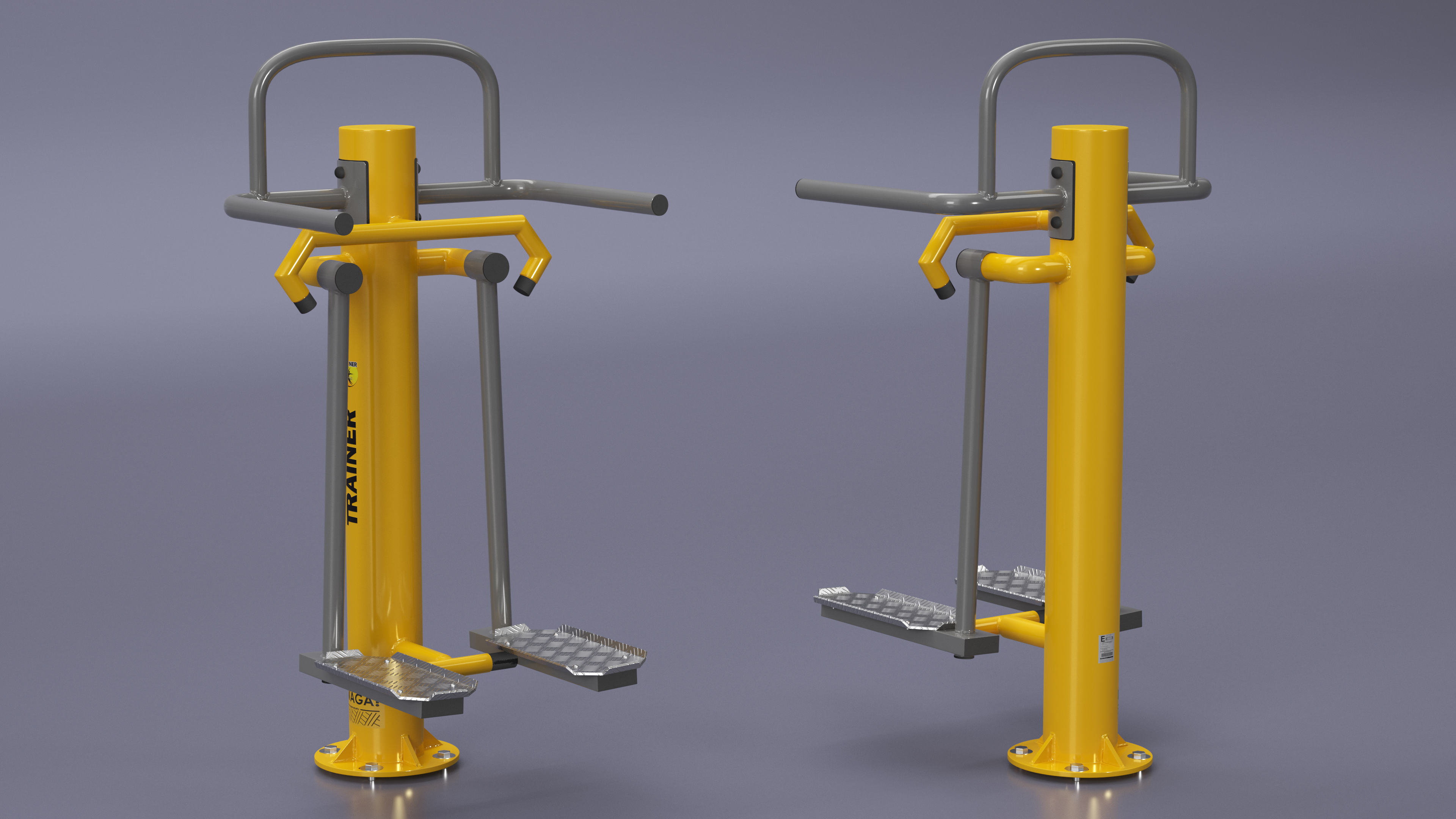 3D Single Adductor Outdoor Fitness Equipment Yellow model