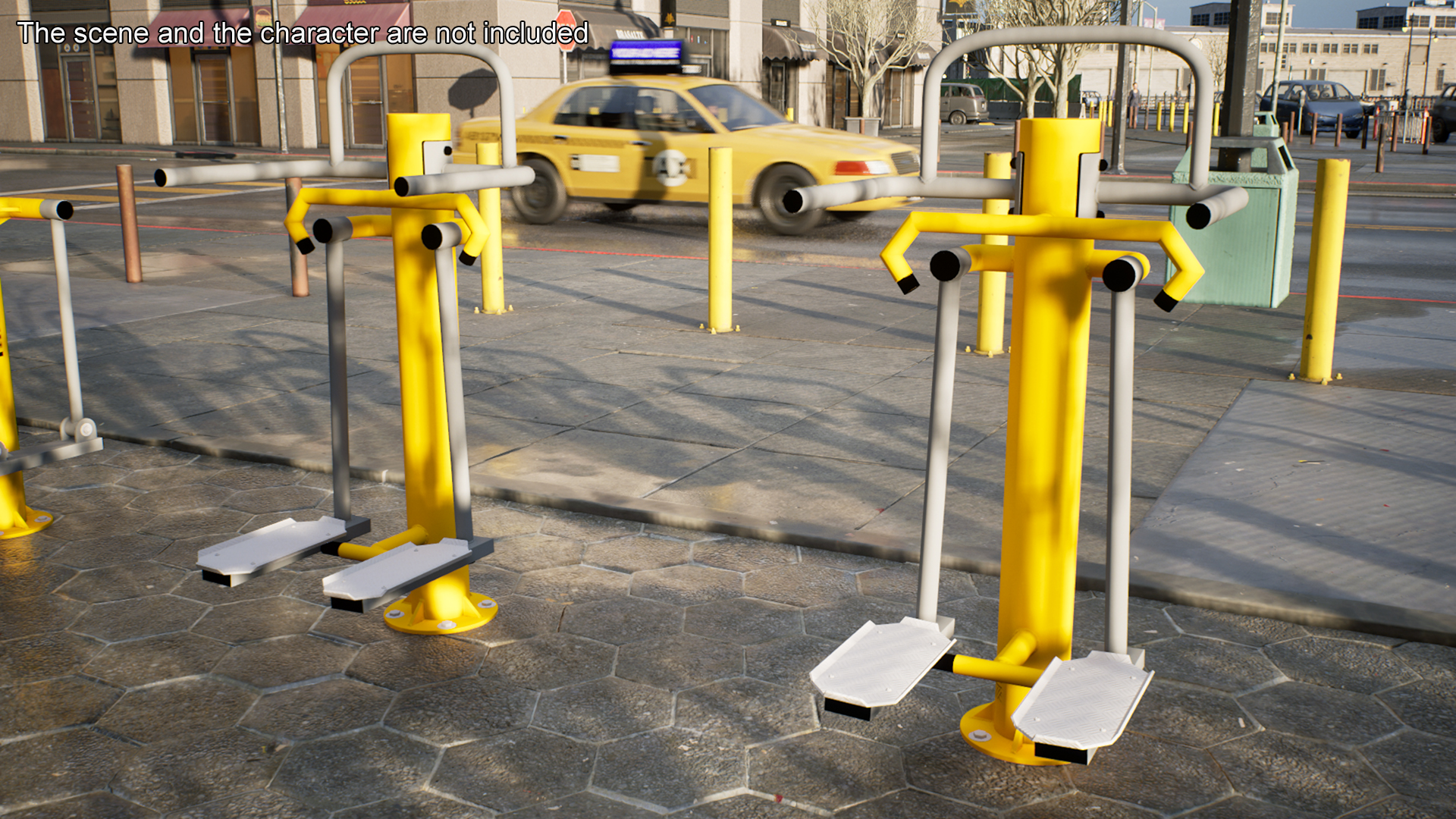 3D Single Adductor Outdoor Fitness Equipment Yellow model