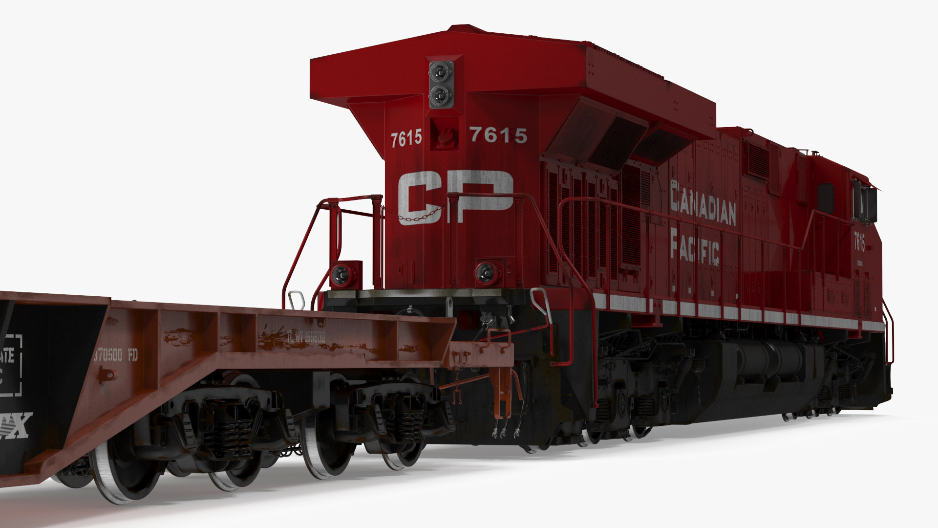 3D Canadian Pacific Railway ES44DC Locomotive with Flatcars