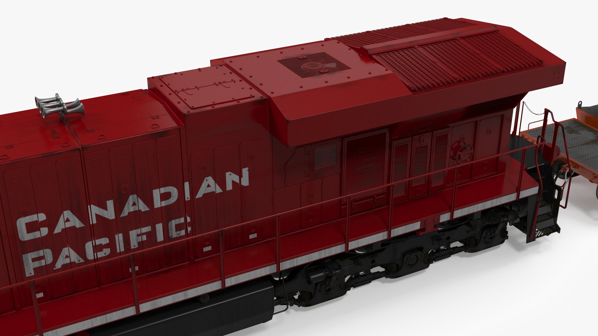 3D Canadian Pacific Railway ES44DC Locomotive with Flatcars