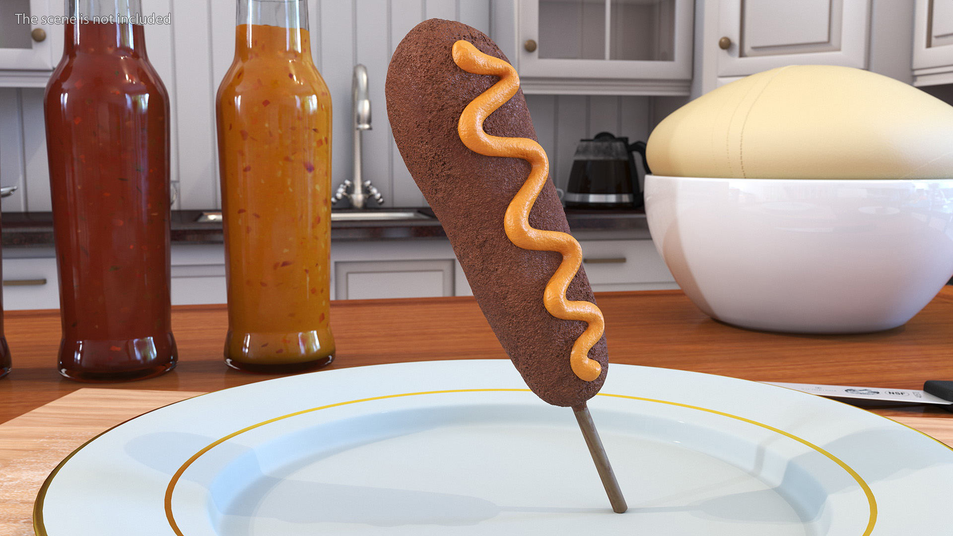 3D Corn Dog with Mustard