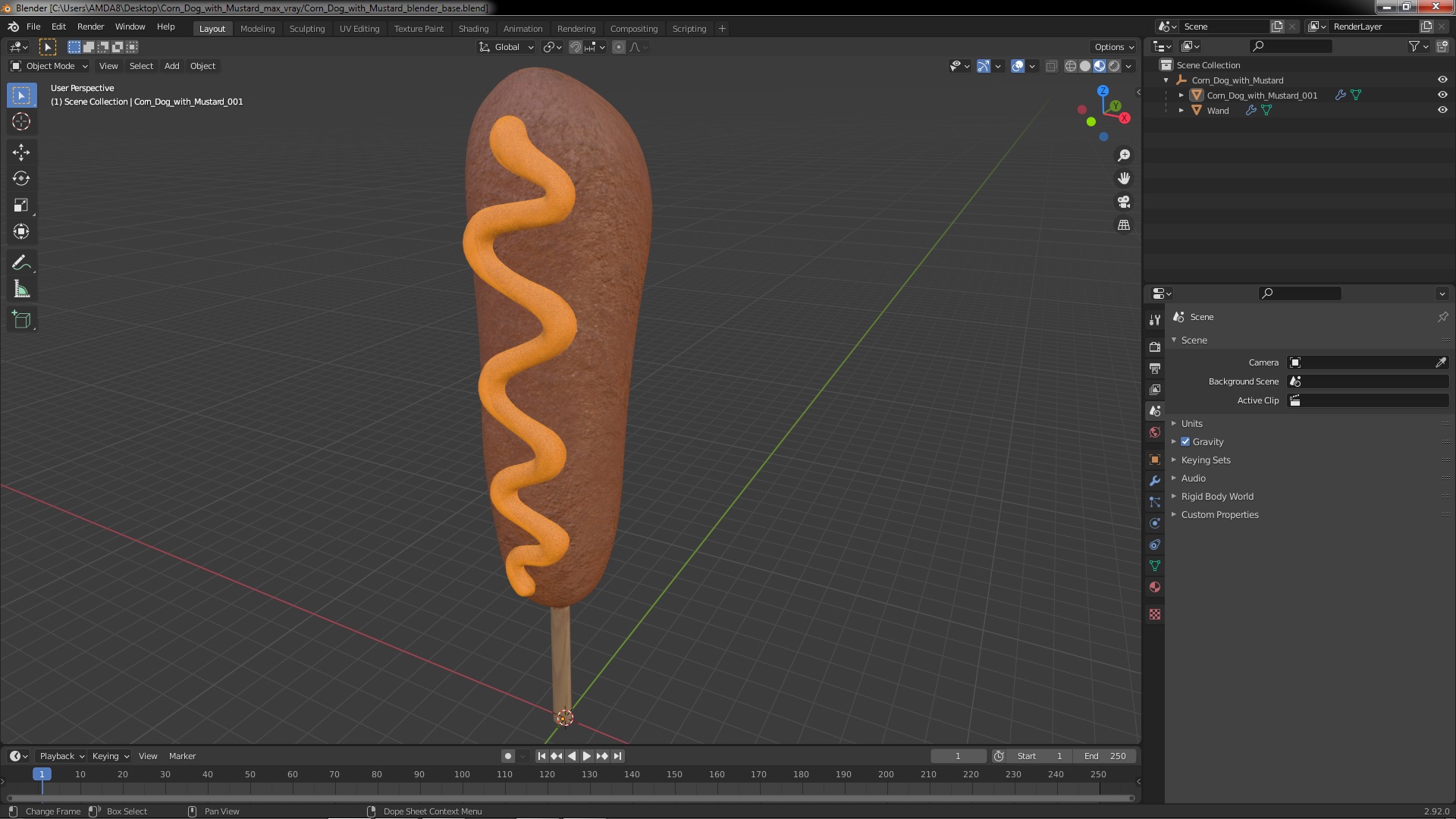 3D Corn Dog with Mustard