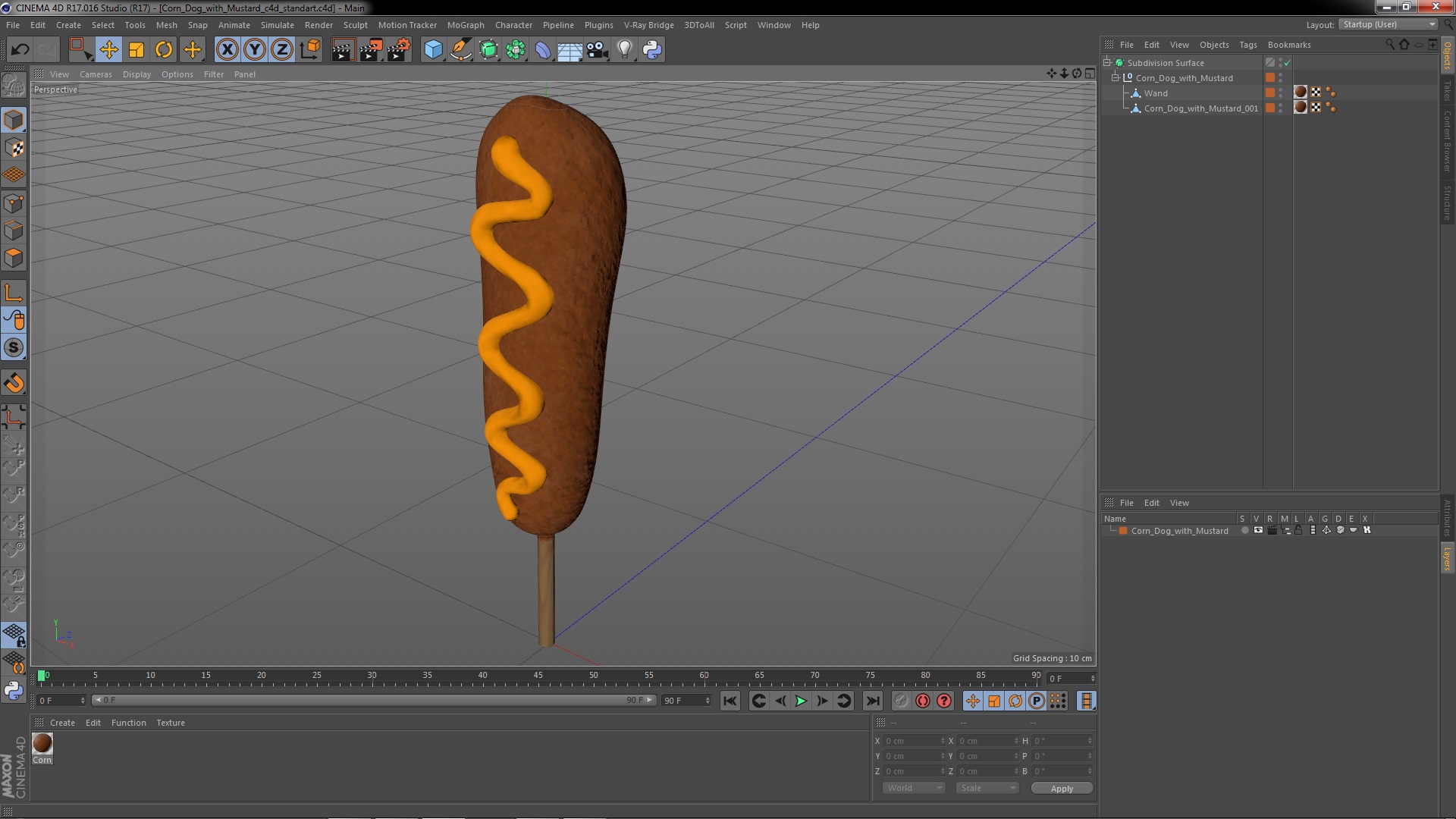 3D Corn Dog with Mustard