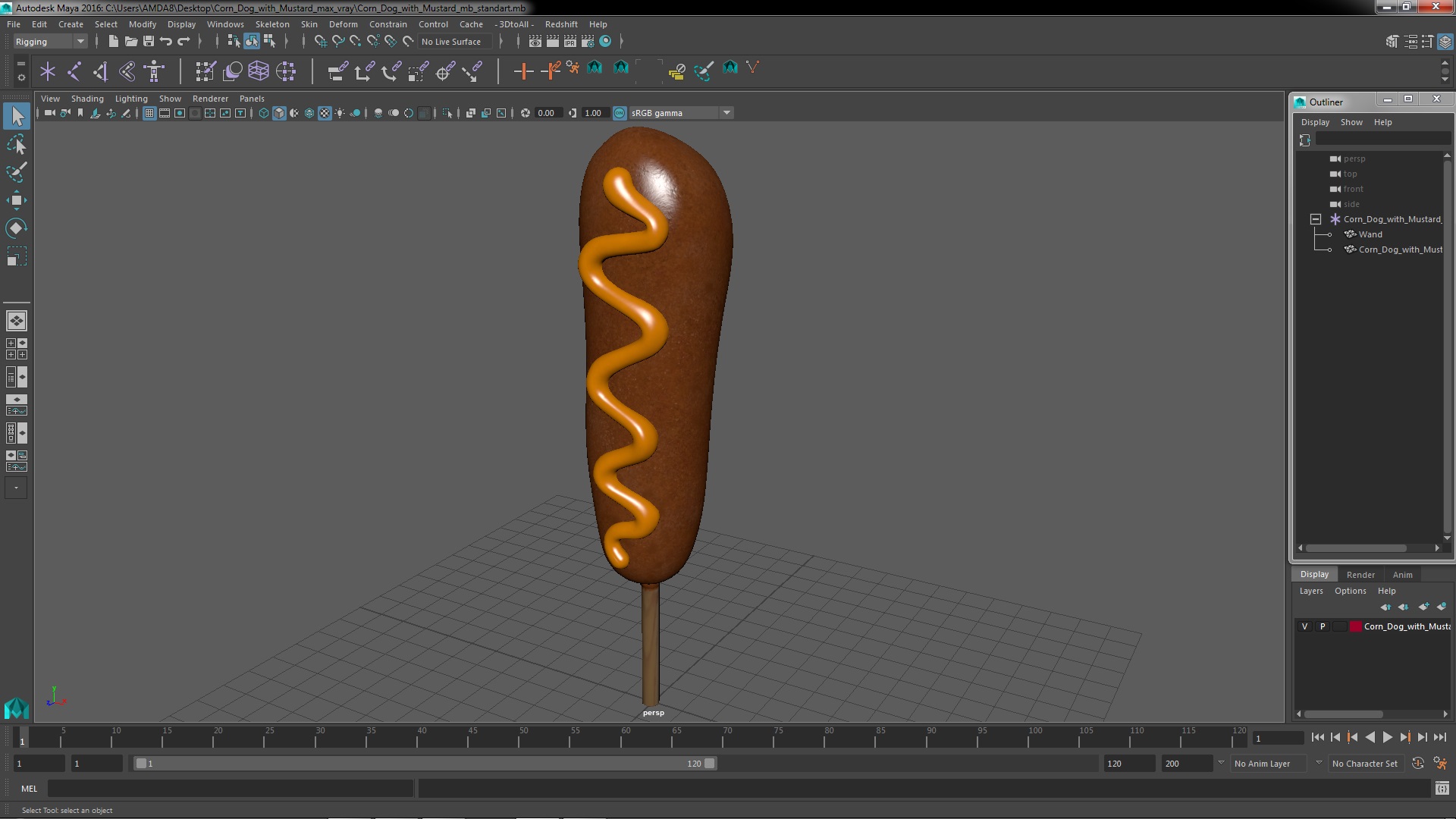 3D Corn Dog with Mustard