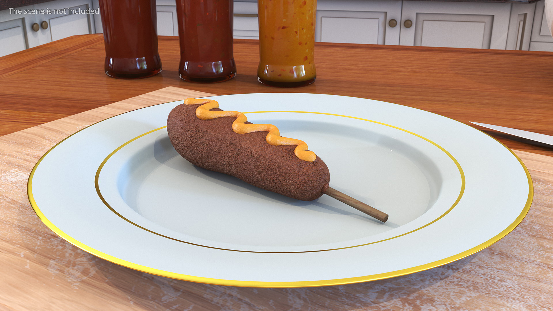 3D Corn Dog with Mustard
