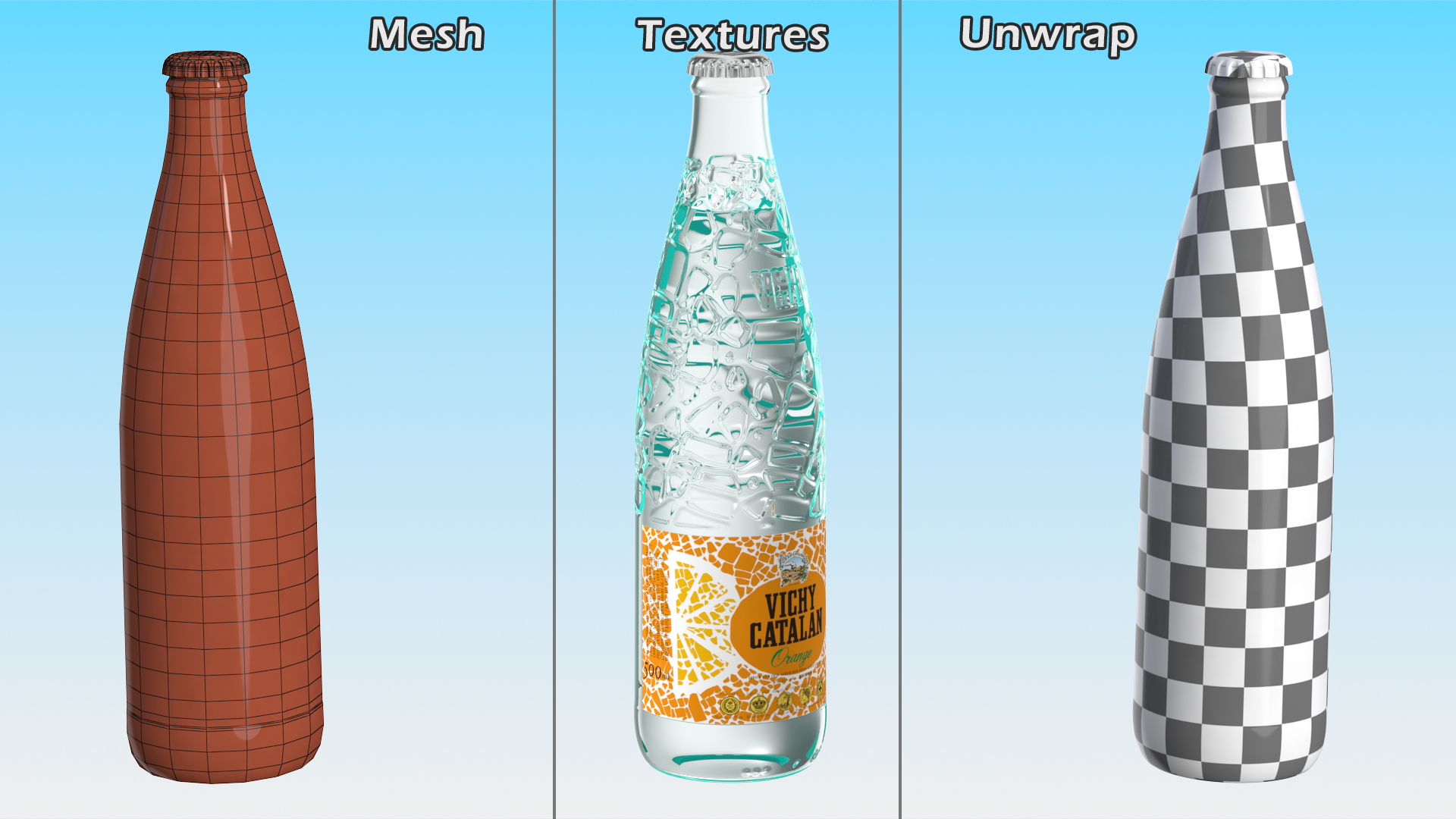 3D Bottle of Vichy Catalan Water Orange