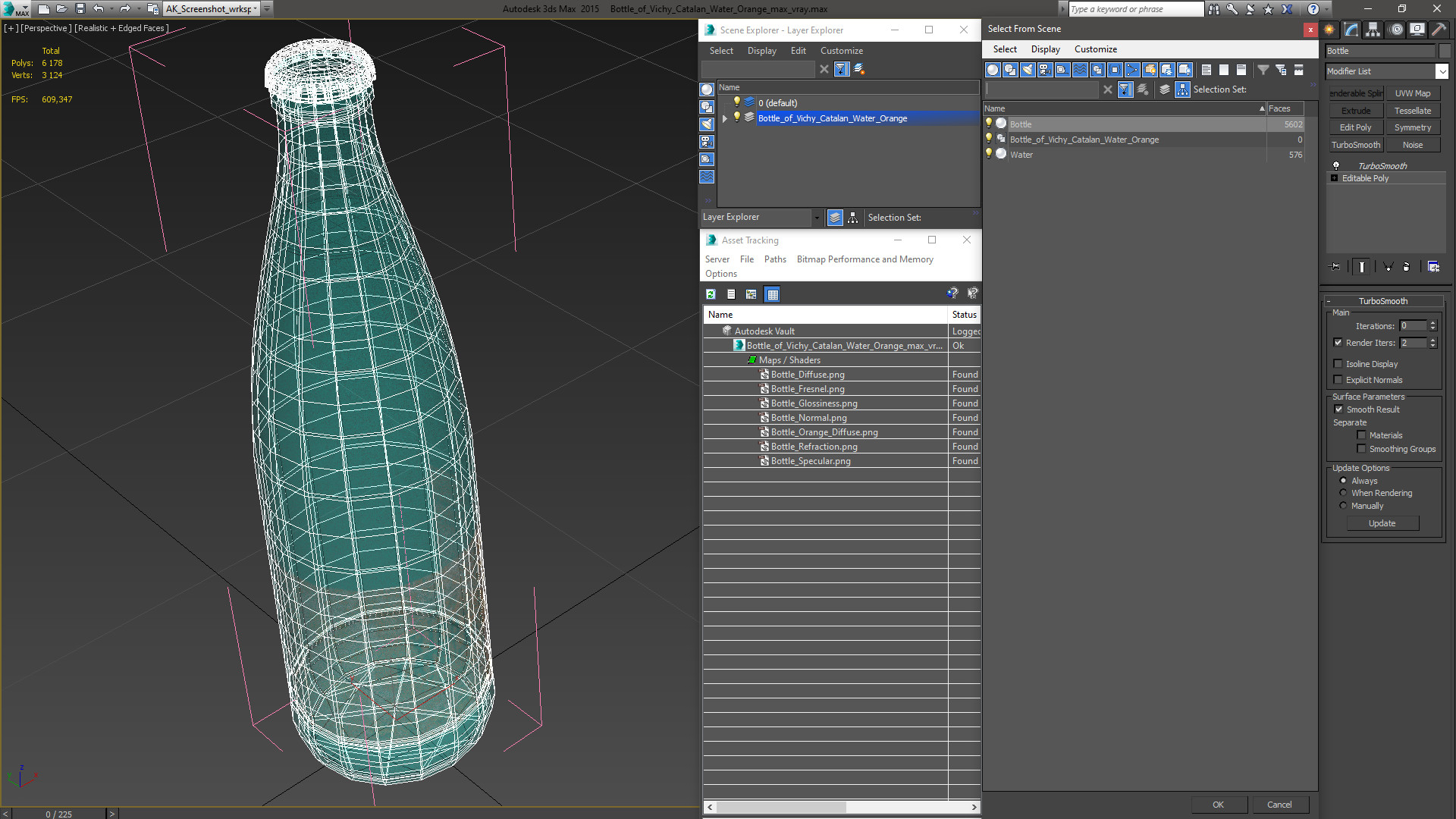 3D Bottle of Vichy Catalan Water Orange