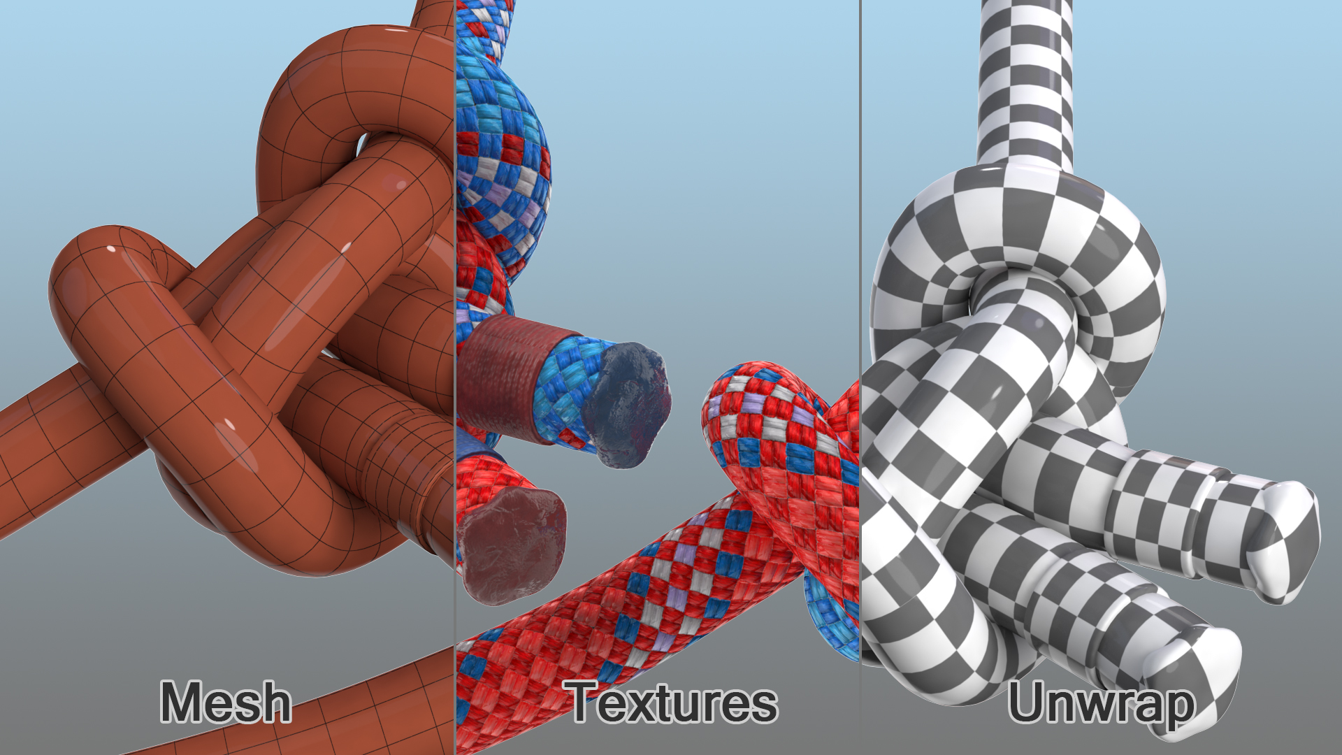 Alpine Butterfly Bend Knot Colored 3D model