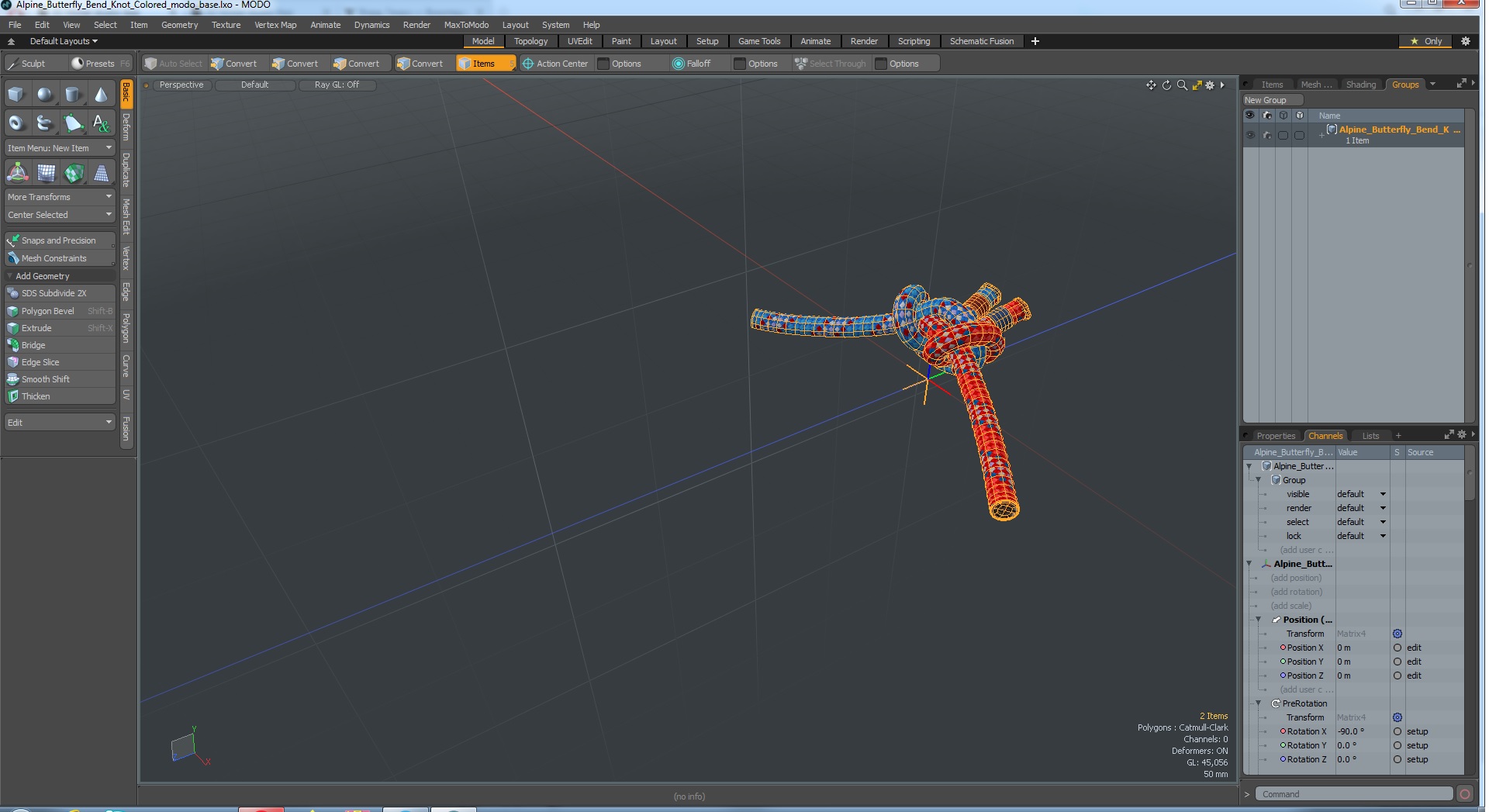 Alpine Butterfly Bend Knot Colored 3D model
