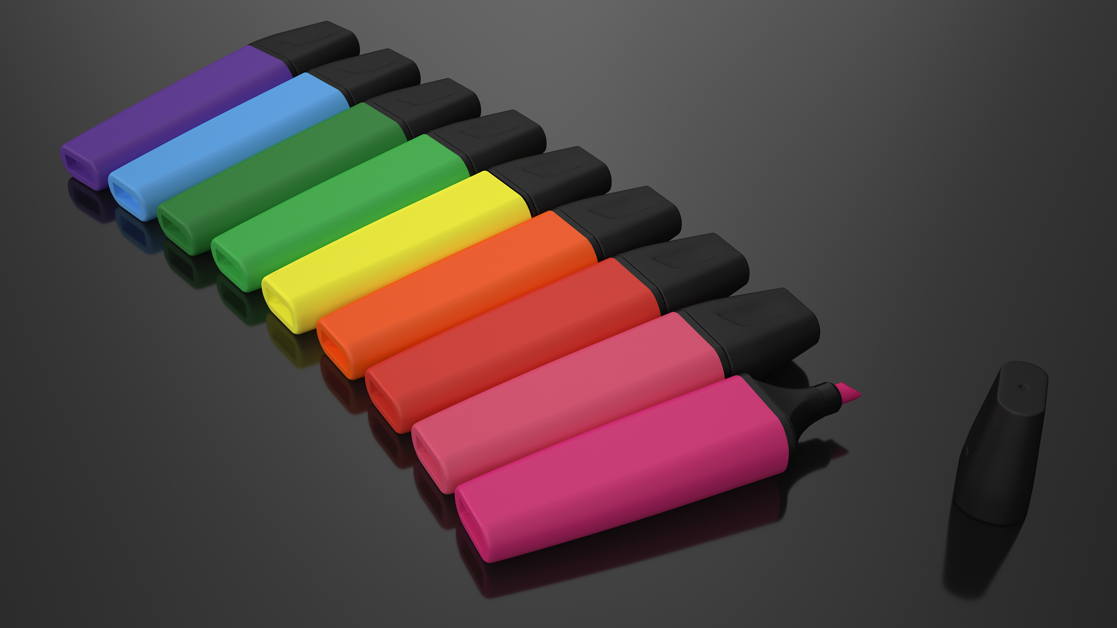 3D model Generic Highlighter Markers Set 9 Colors