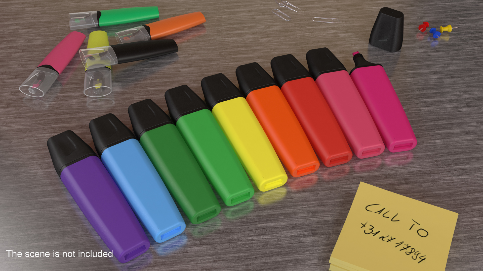 3D model Generic Highlighter Markers Set 9 Colors