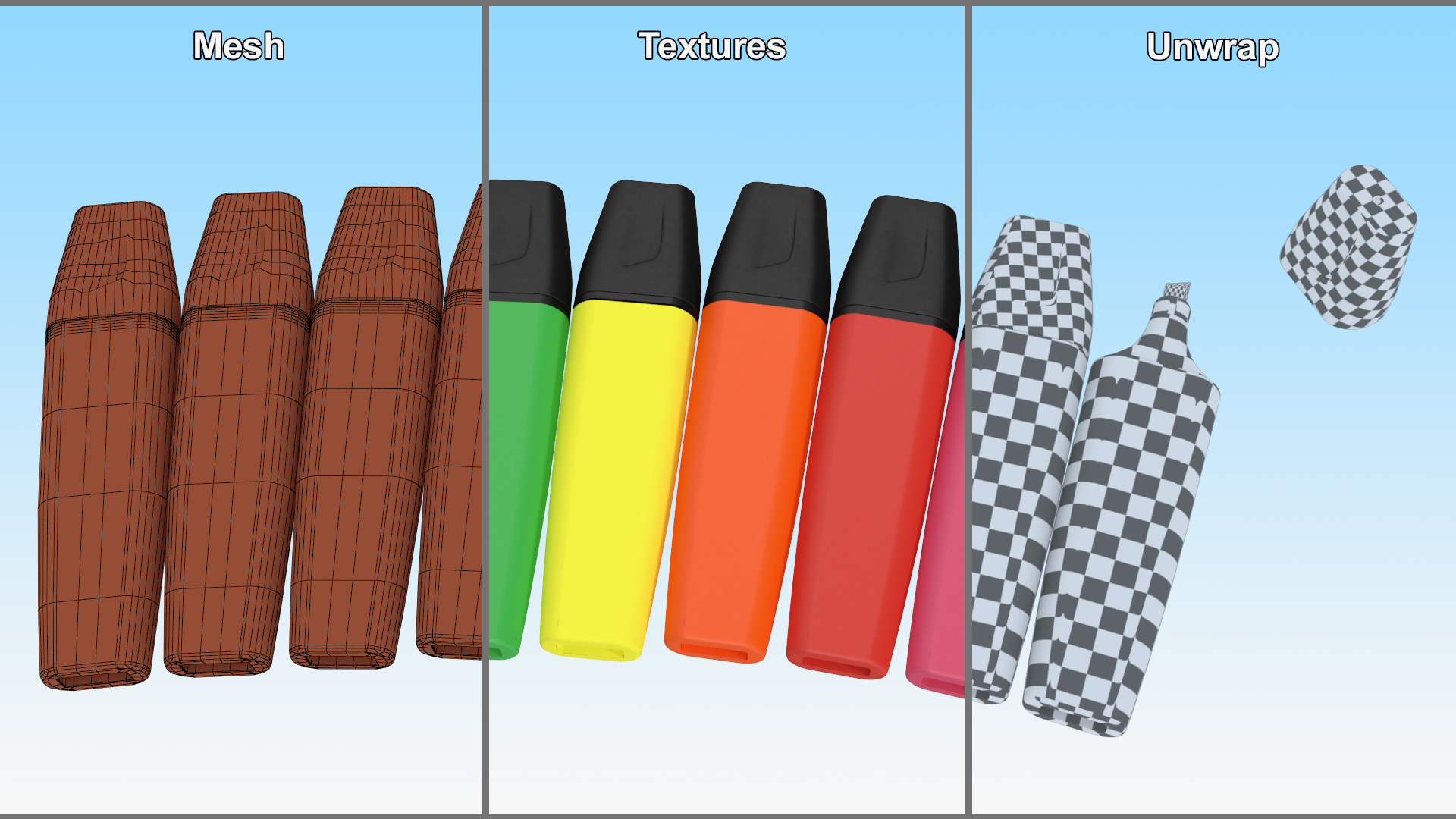 3D model Generic Highlighter Markers Set 9 Colors