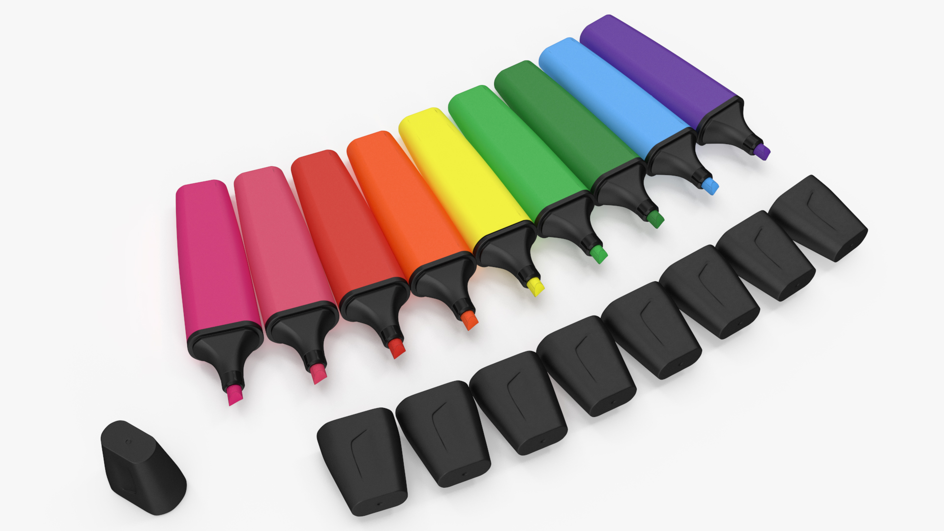 3D model Generic Highlighter Markers Set 9 Colors